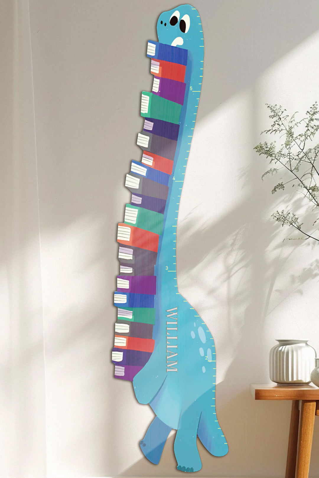 Personalized Wooden Book Dinosaur Growth Chart Ruler