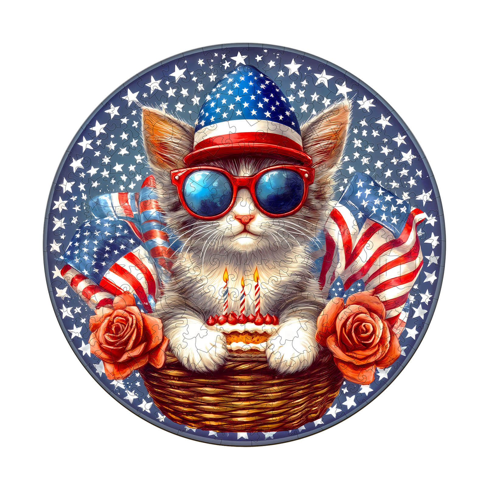 Stars and cats Wooden Jigsaw Puzzle