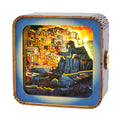 Golden Coast Village Kit 3D wooden puzzle night light showcasing a picturesque sunset over a coastal village.