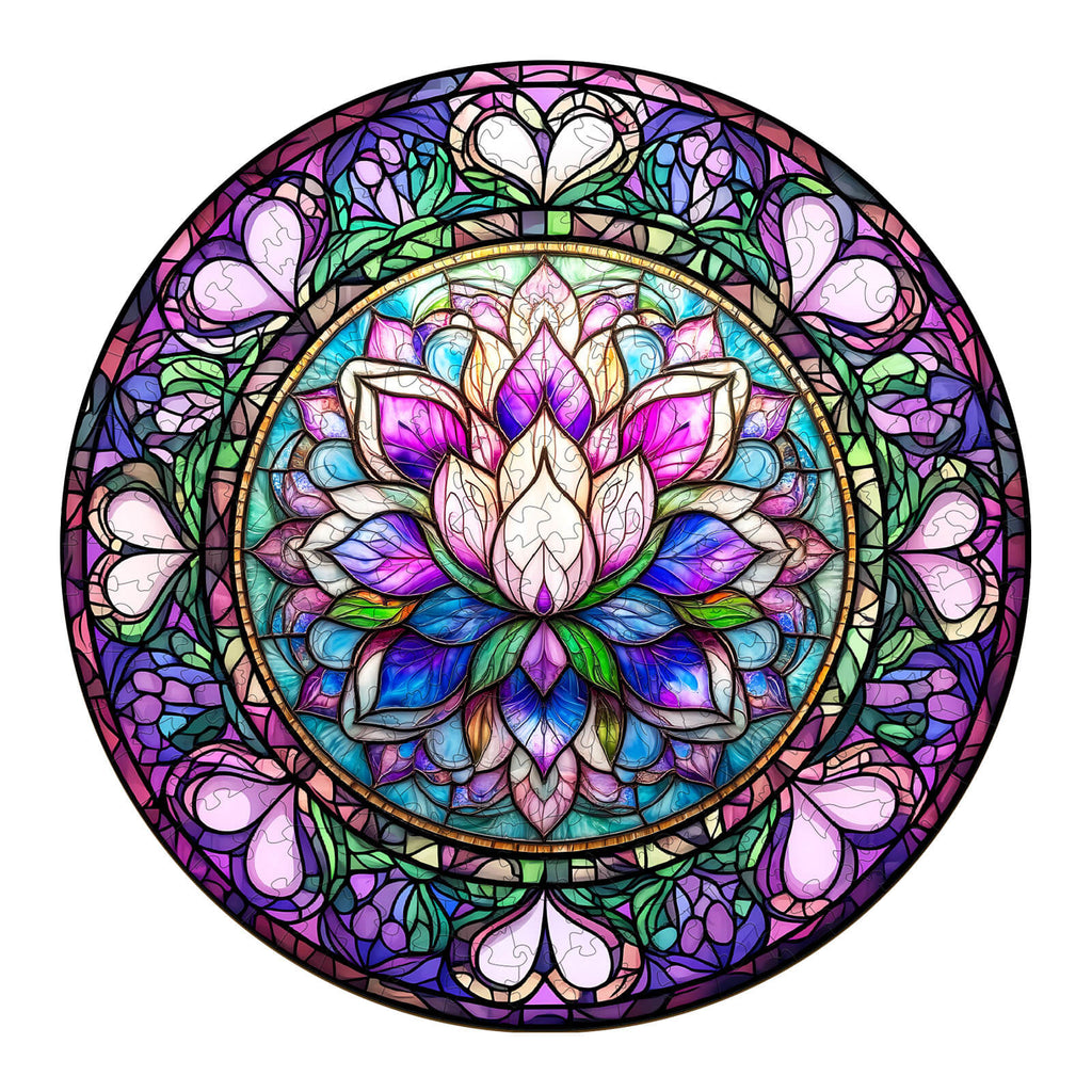 Stained Glass Lotus-1 Wooden Jigsaw Puzzle