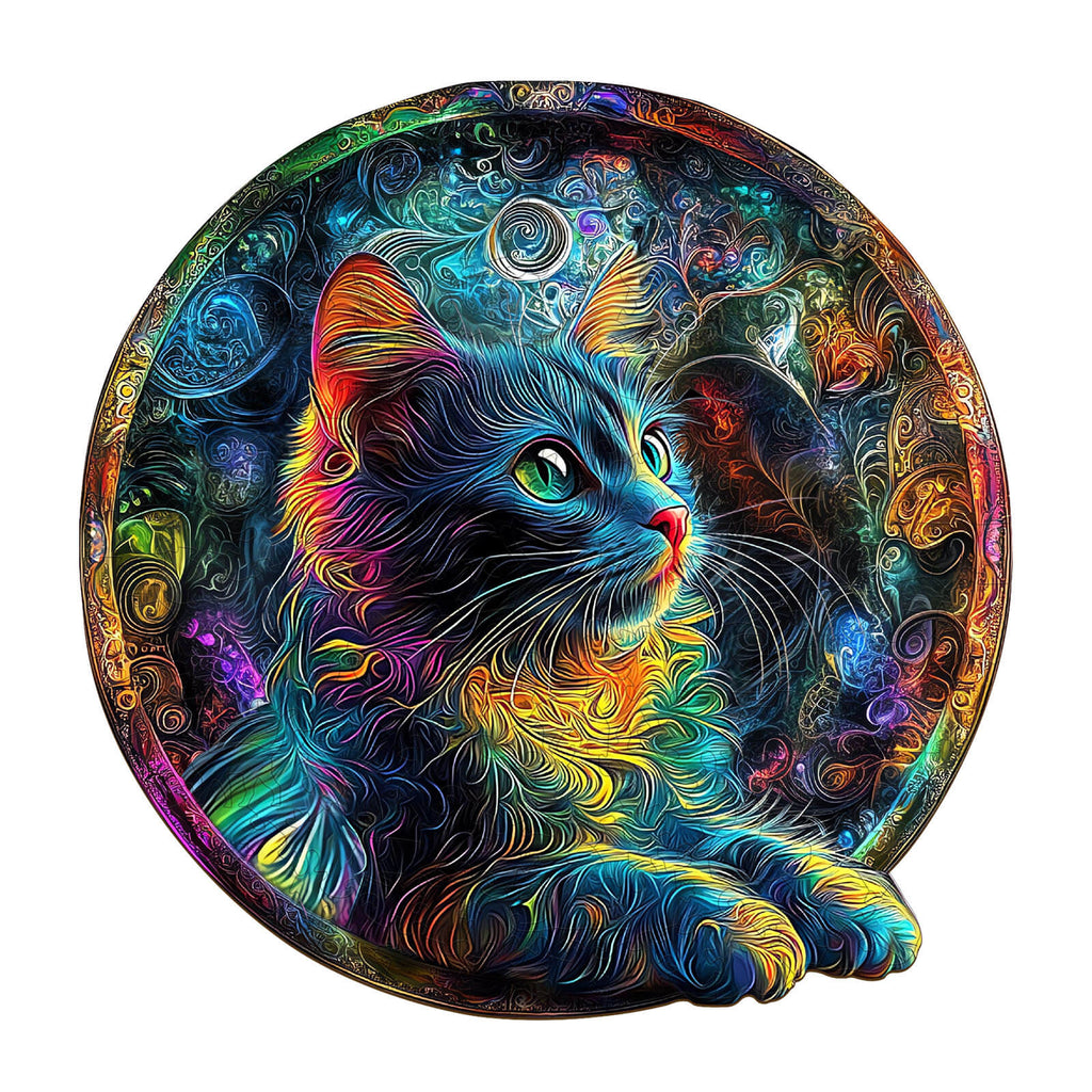 Acid Cat Wooden Jigsaw Puzzle