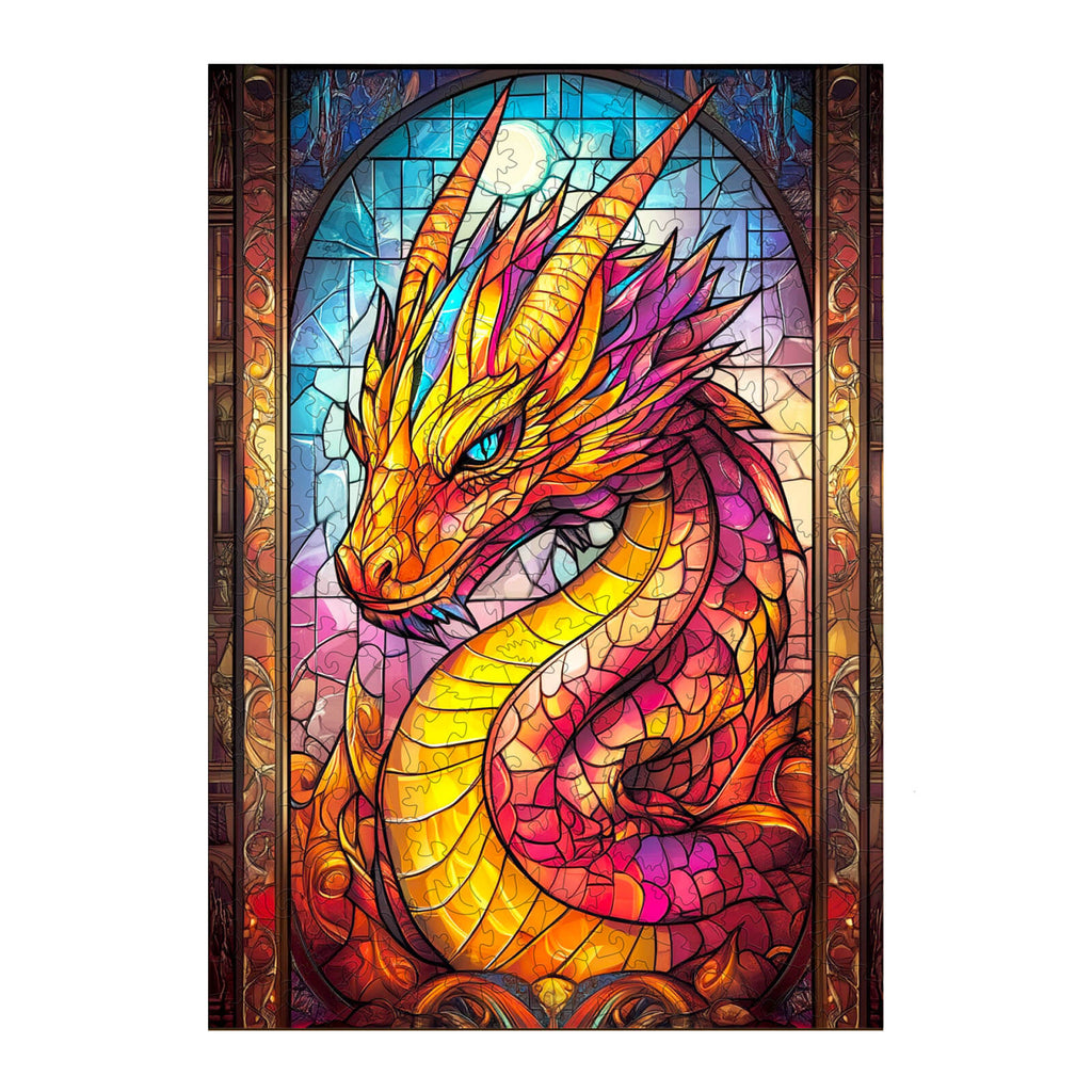 Stained Glass Dragon Wooden Jigsaw Puzzle