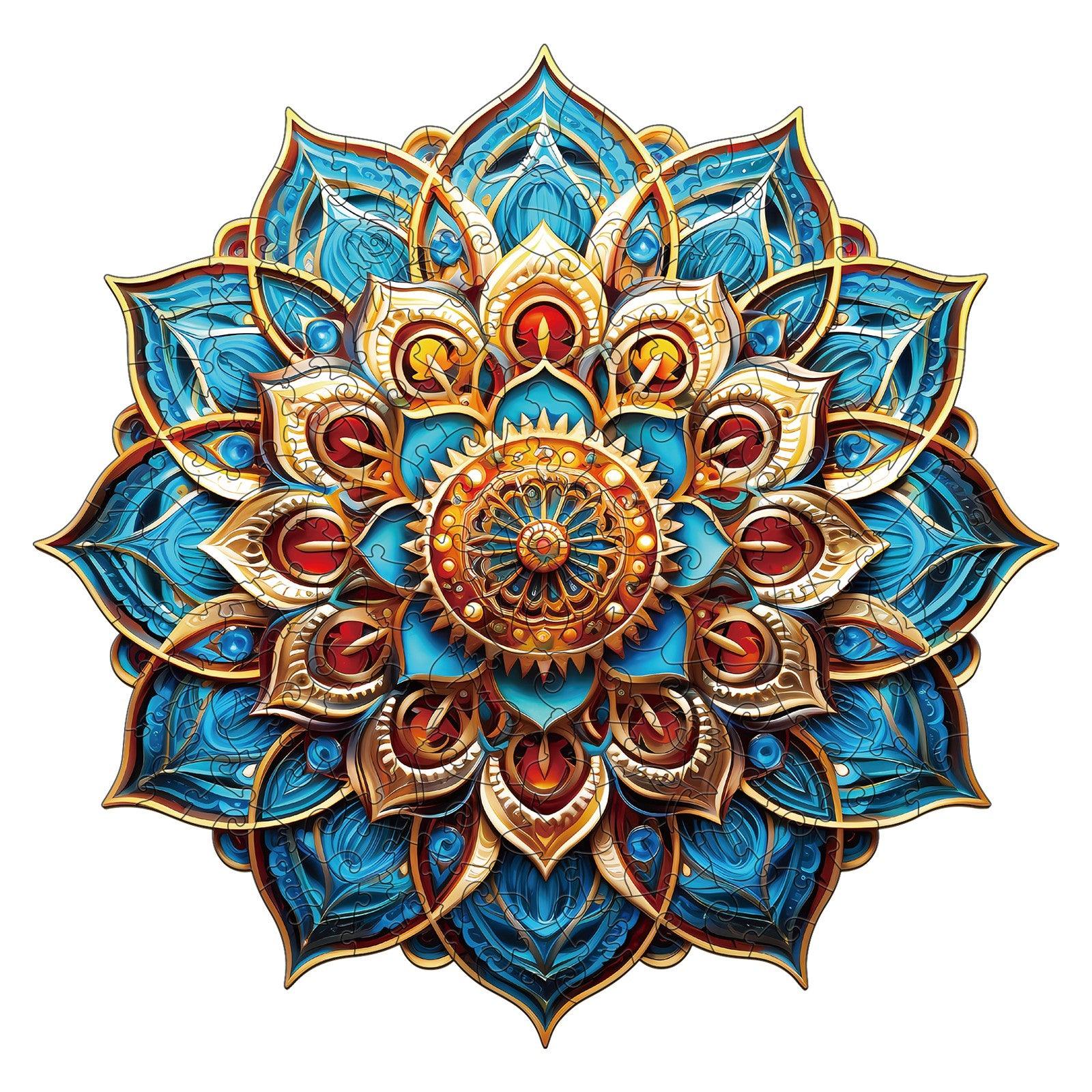 Mandala Blue Wooden Jigsaw Puzzle