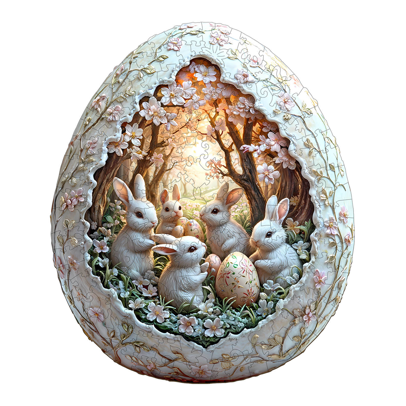 3D Eggshell world Easter-2  Wooden Jigsaw Puzzle