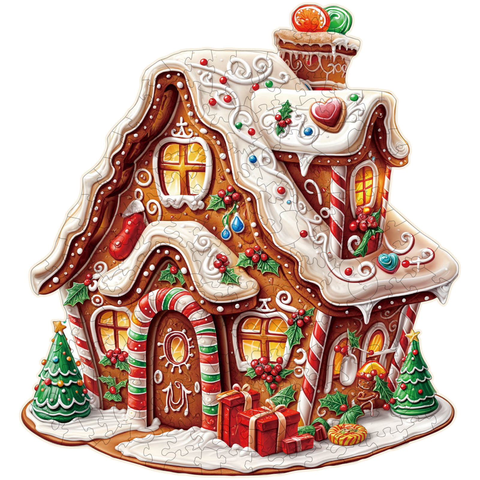 Christmas Gingerbread House-2 Wooden Jigsaw Puzzle