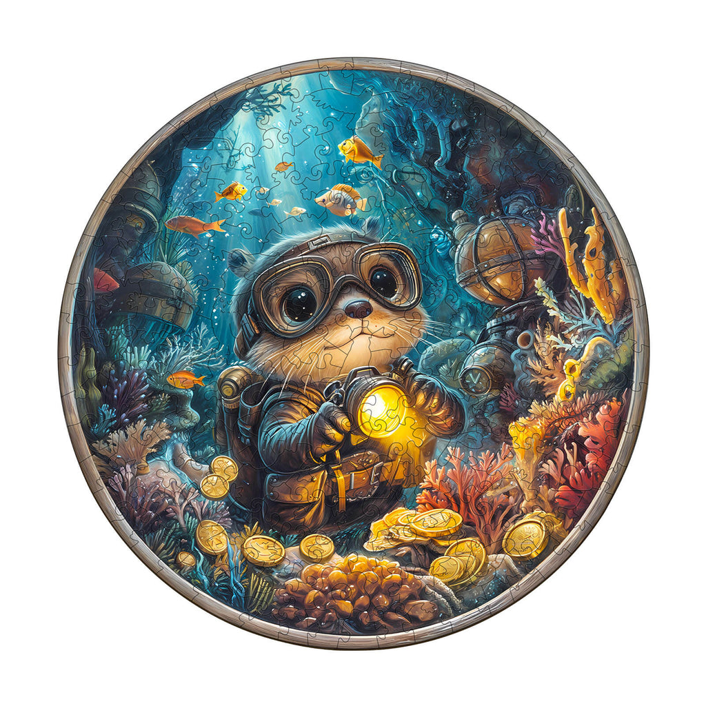 Sea Otters Treasure Hunt Wooden Jigsaw Puzzle