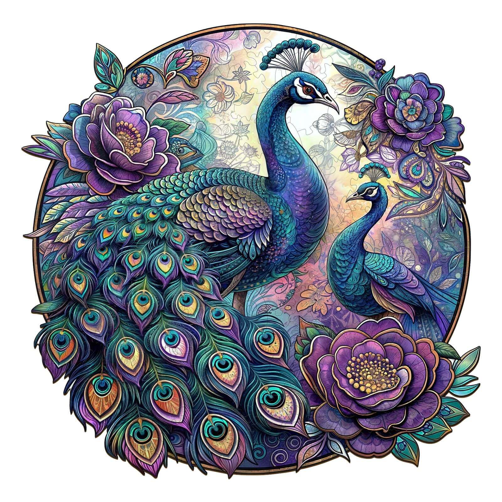 Parent Child Peacock Wooden Jigsaw Puzzle