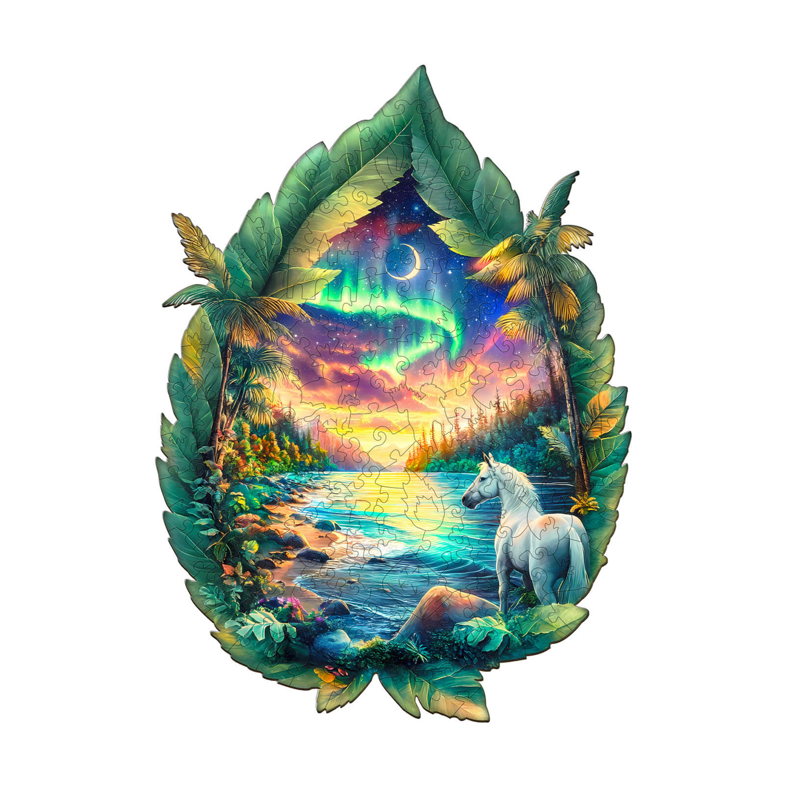 Aurora White Horse Wooden Jigsaw Puzzle