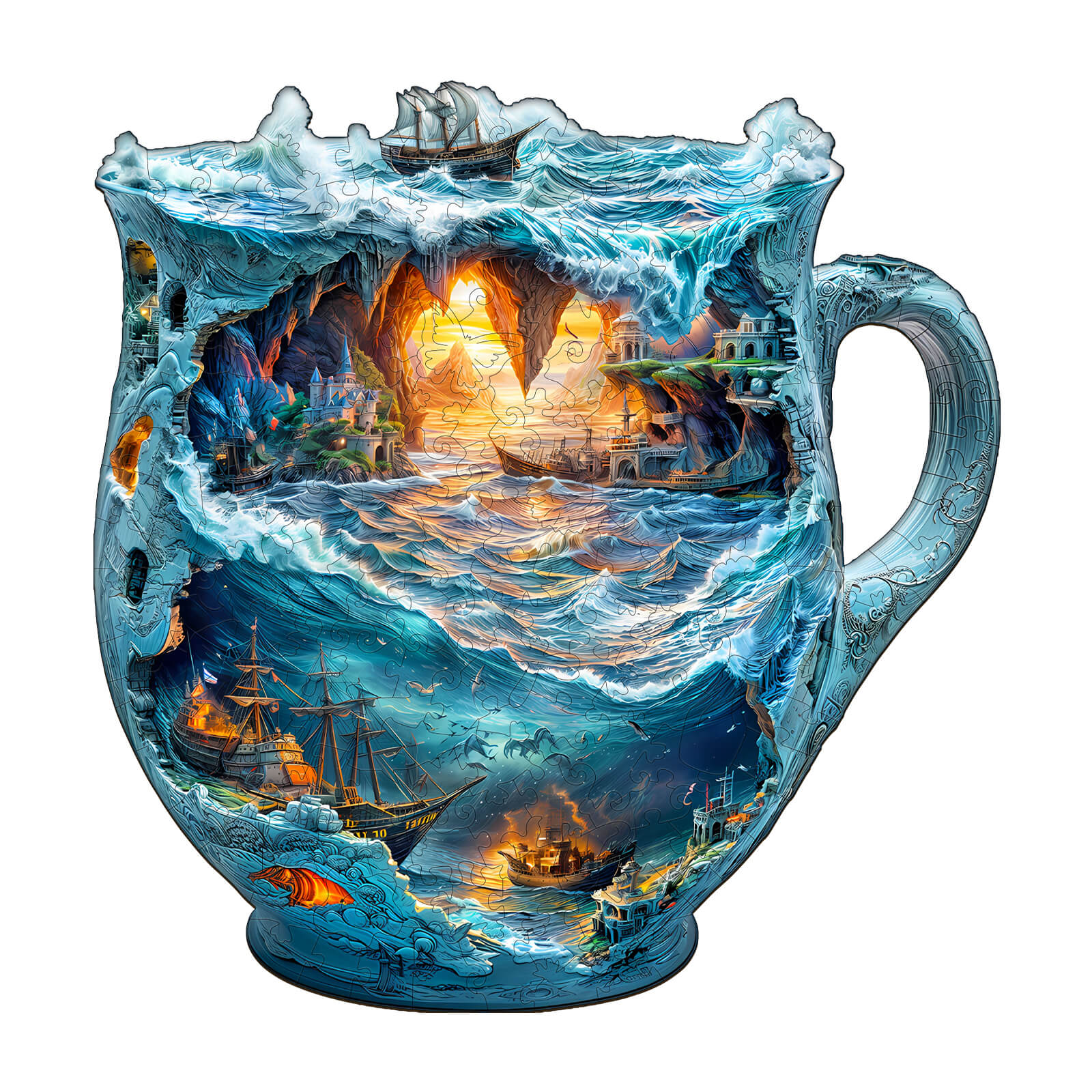 Sea navigation mug Wooden Jigsaw Puzzle