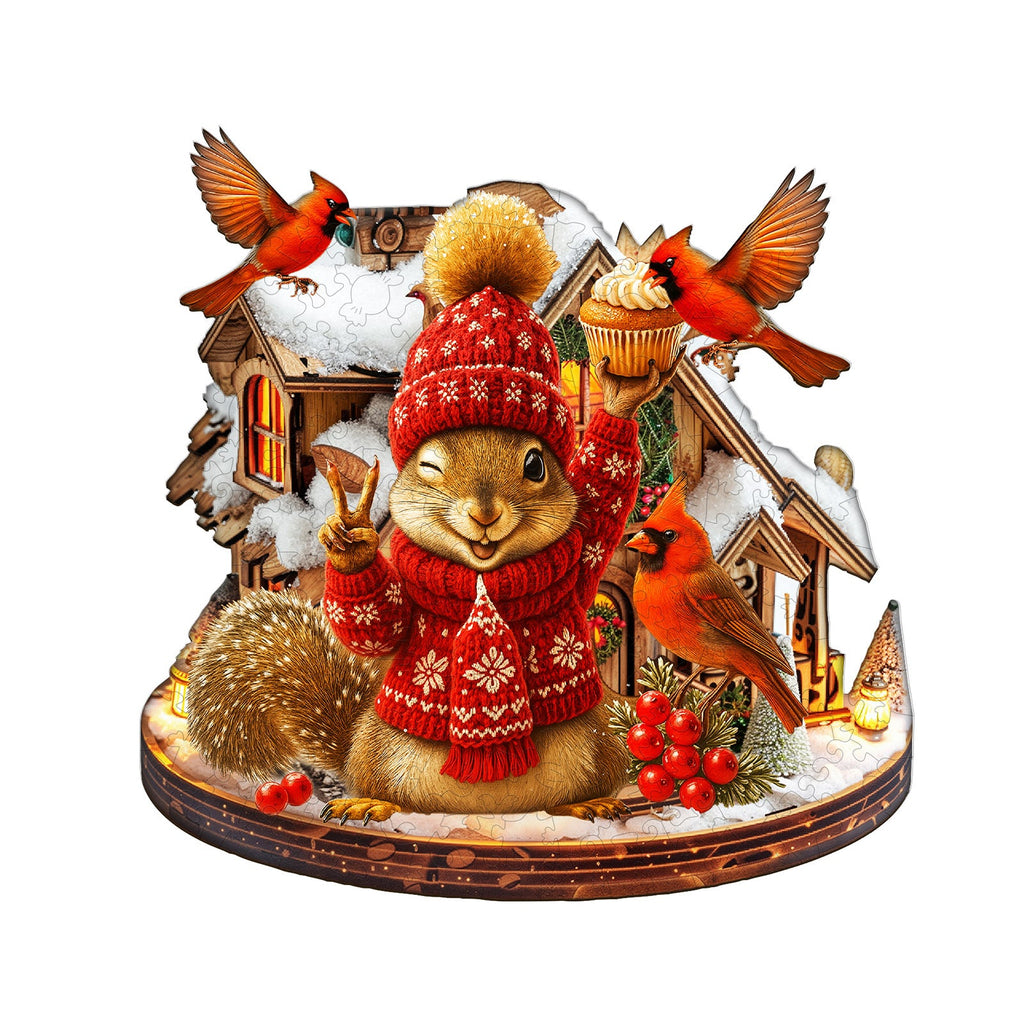 Joyful Squirrel Wooden Jigsaw Puzzle