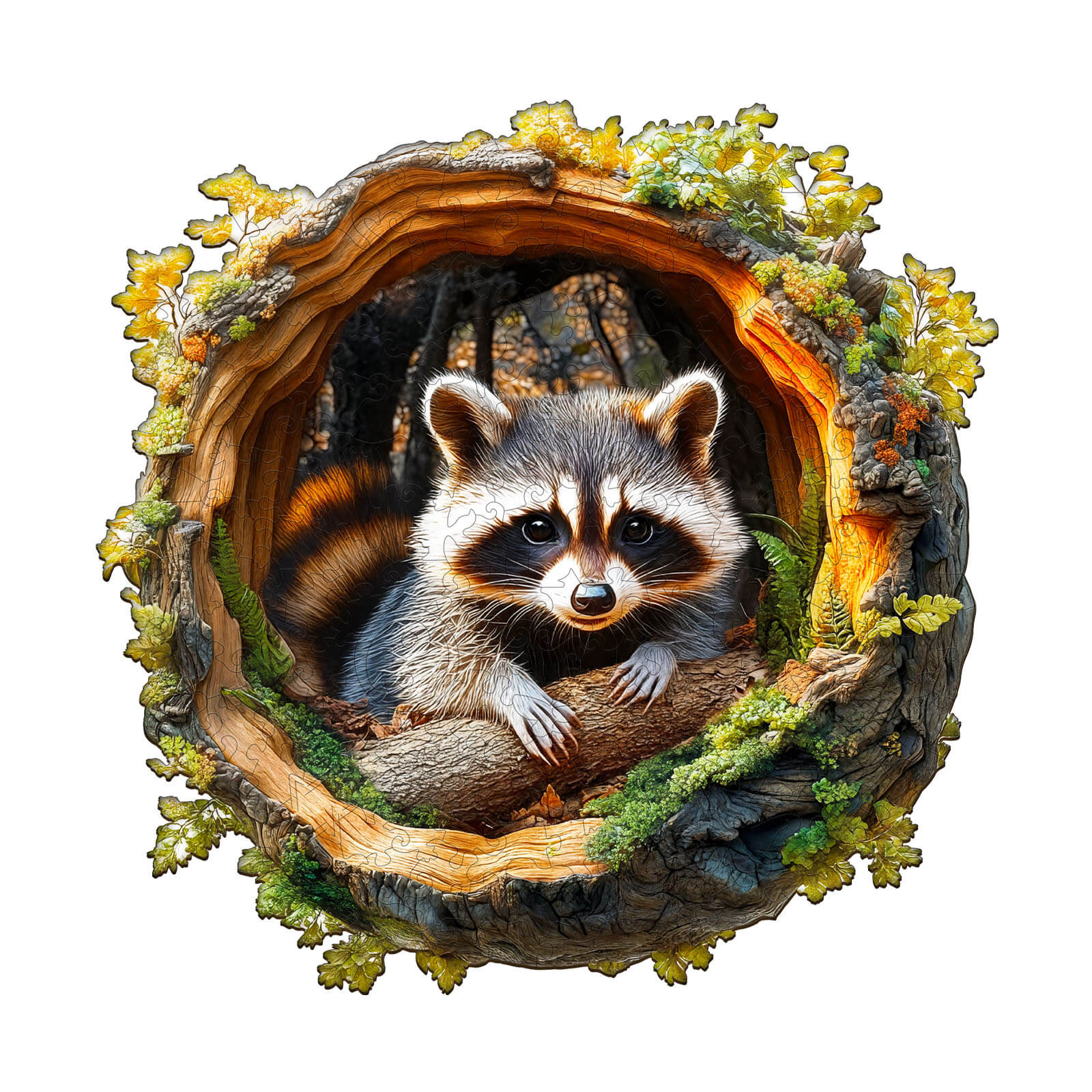 3D Tree hole raccoon-2 Wooden Jigsaw Puzzle