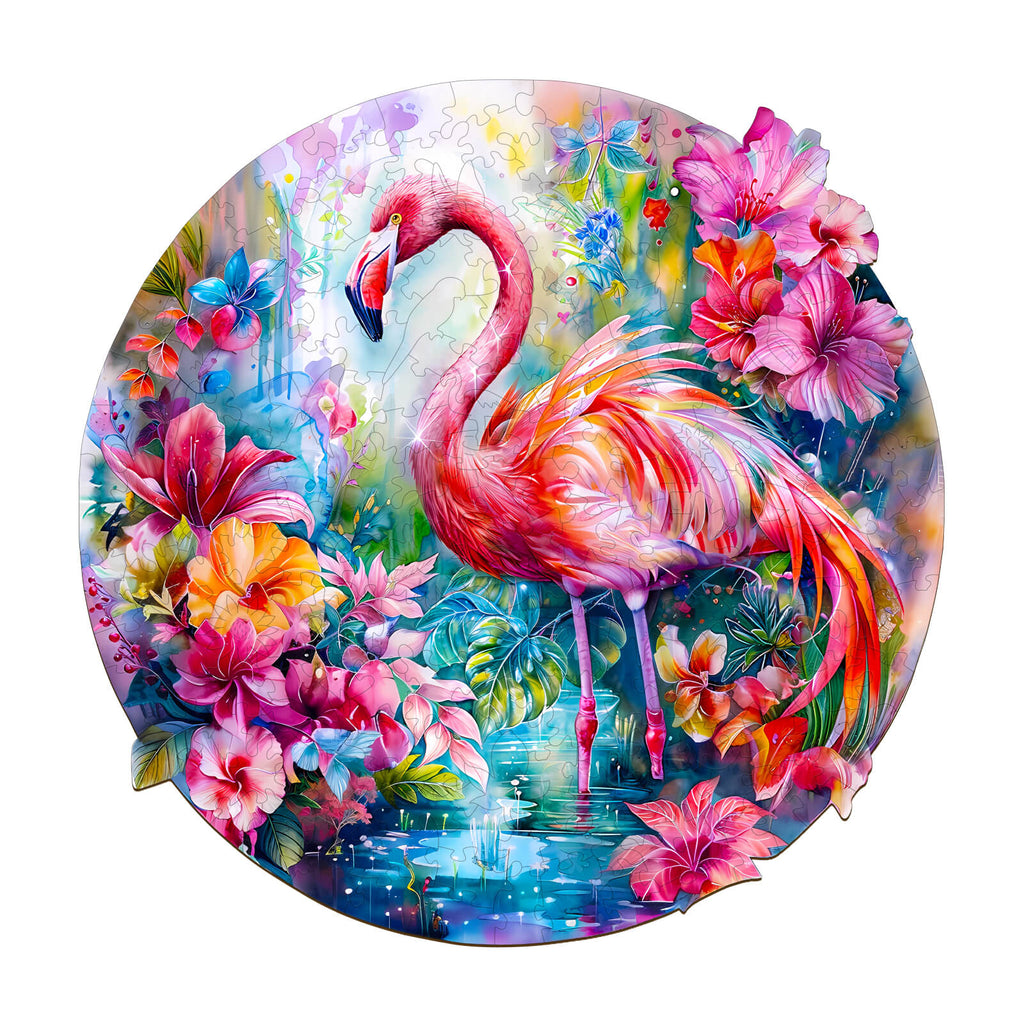 Charming Flamingo Wooden Jigsaw Puzzle