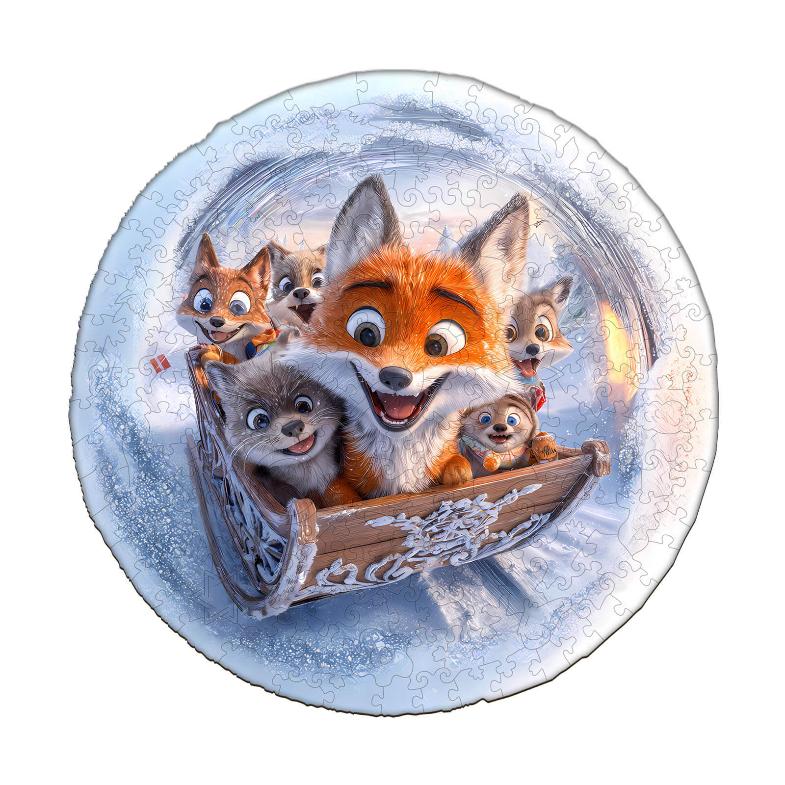 3D Sleigh Fox Wooden Jigsaw Puzzle