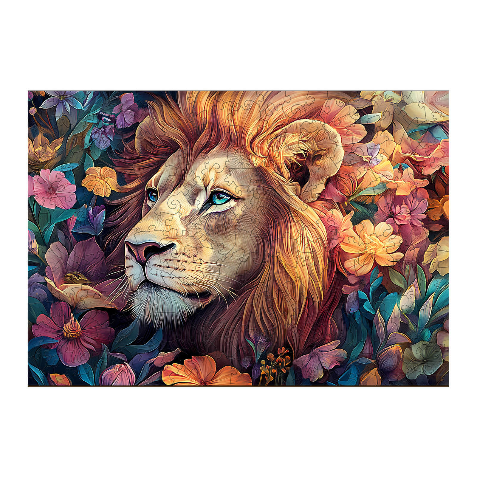 Blossom-Kissed Lion-1 Wooden Jigsaw Puzzle