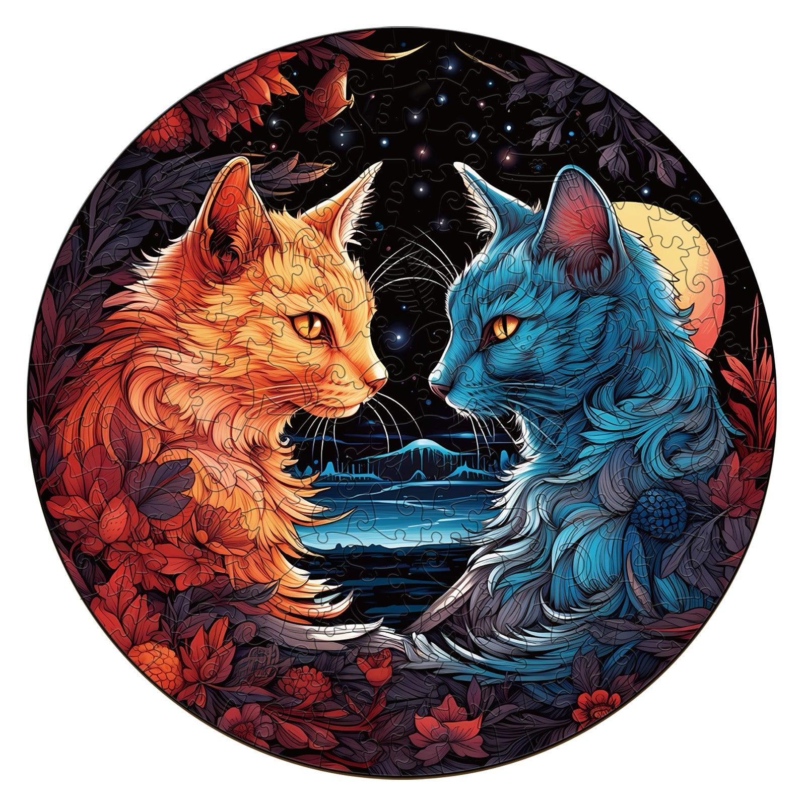 Yin Yang Cat-2 Wooden Jigsaw Puzzle