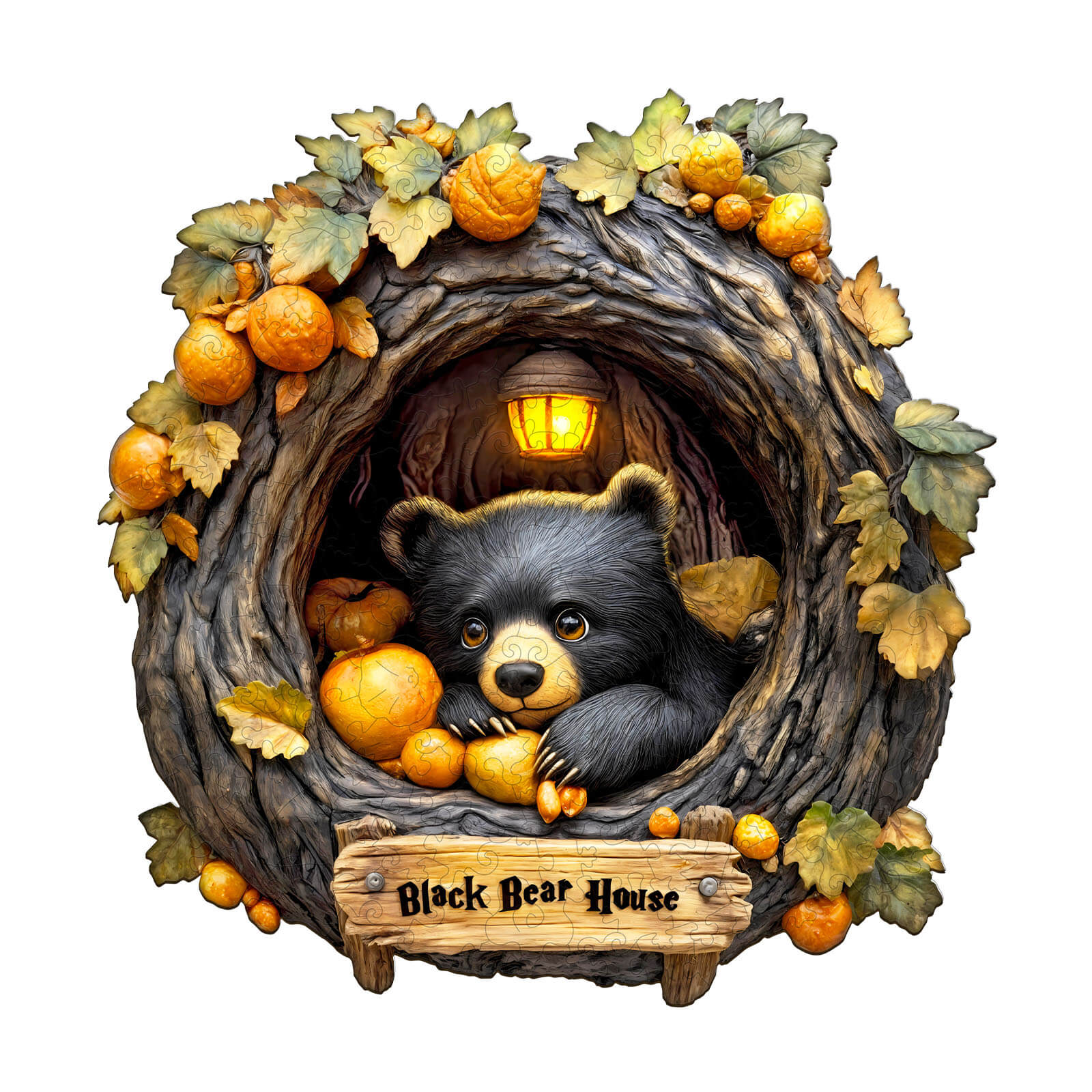 Orange Bear Wooden Jigsaw Puzzle