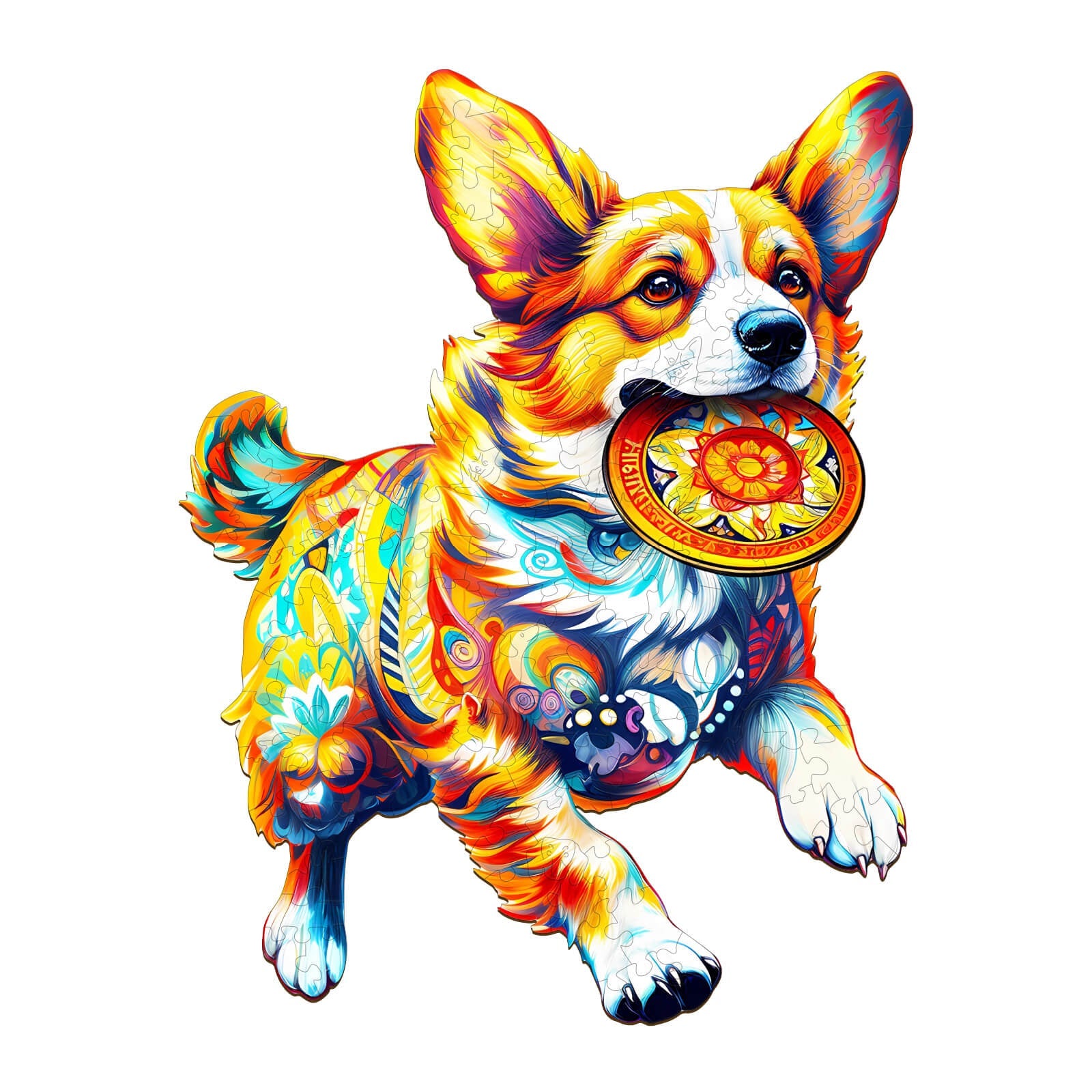 Dog Playing with Toys Wooden Jigsaw Puzzle