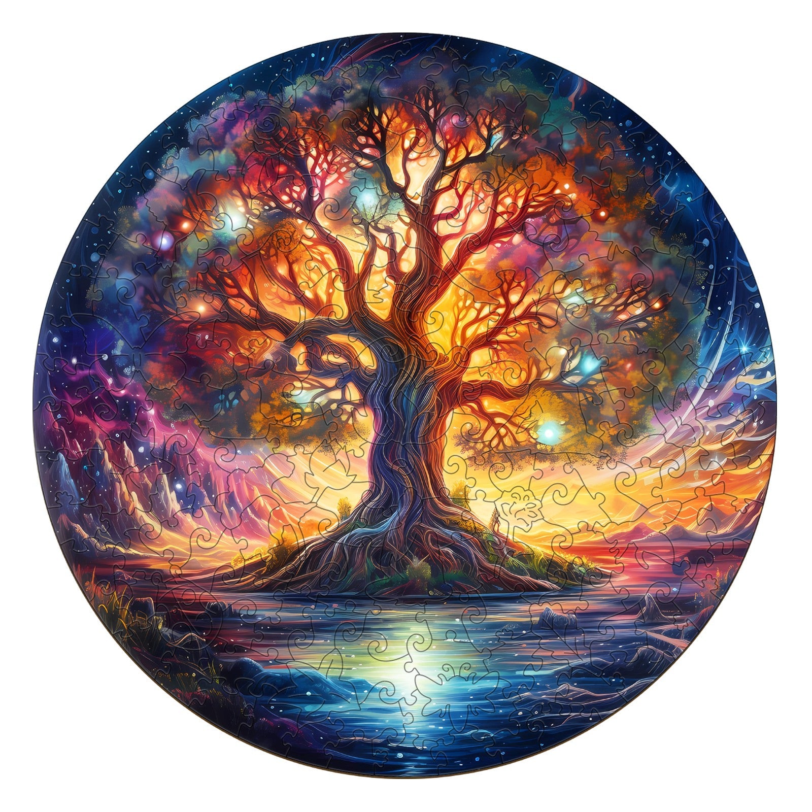 Starry Night Tree of Life Wooden Jigsaw Puzzle