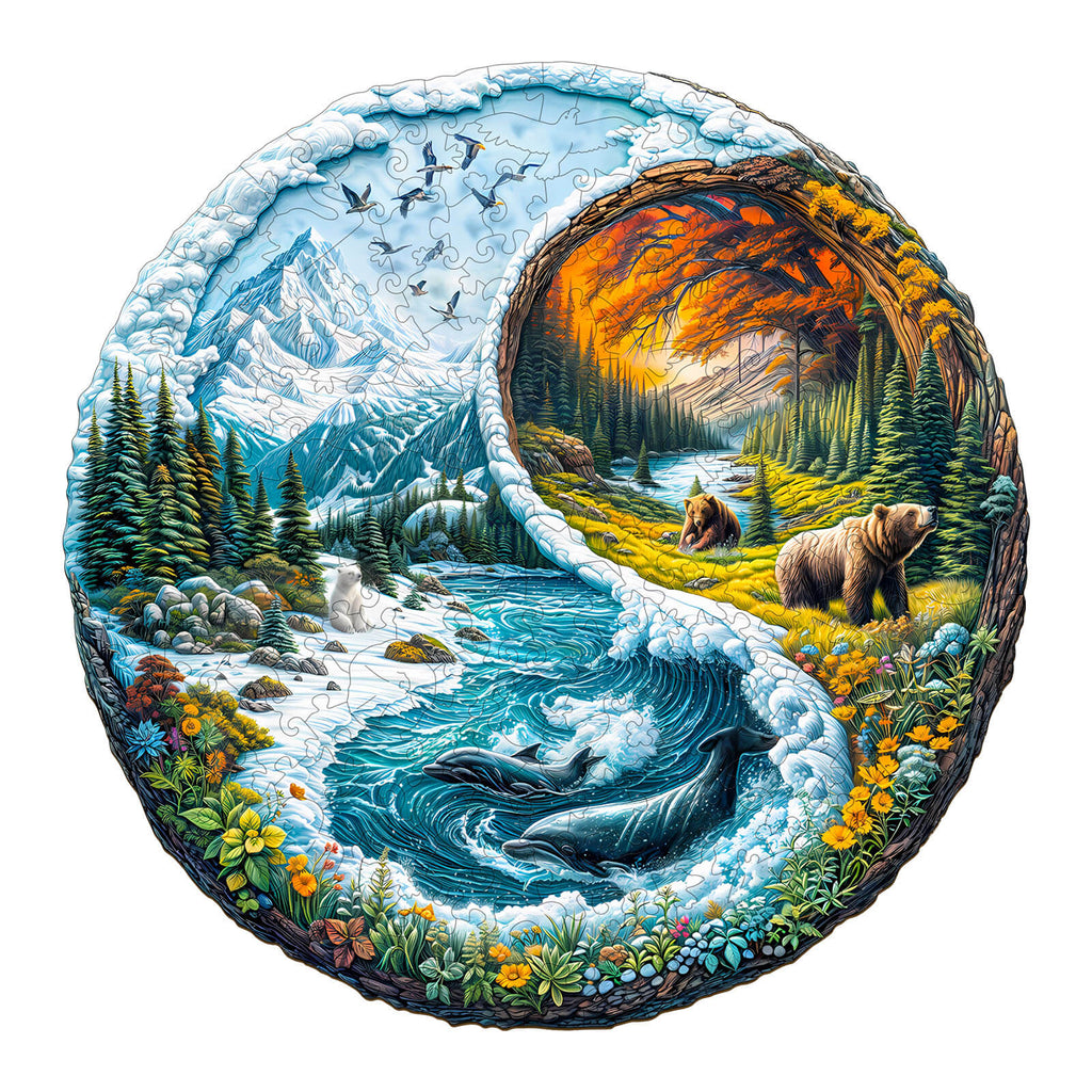 Yin Yang Glacial Forest Wooden Jigsaw Puzzle