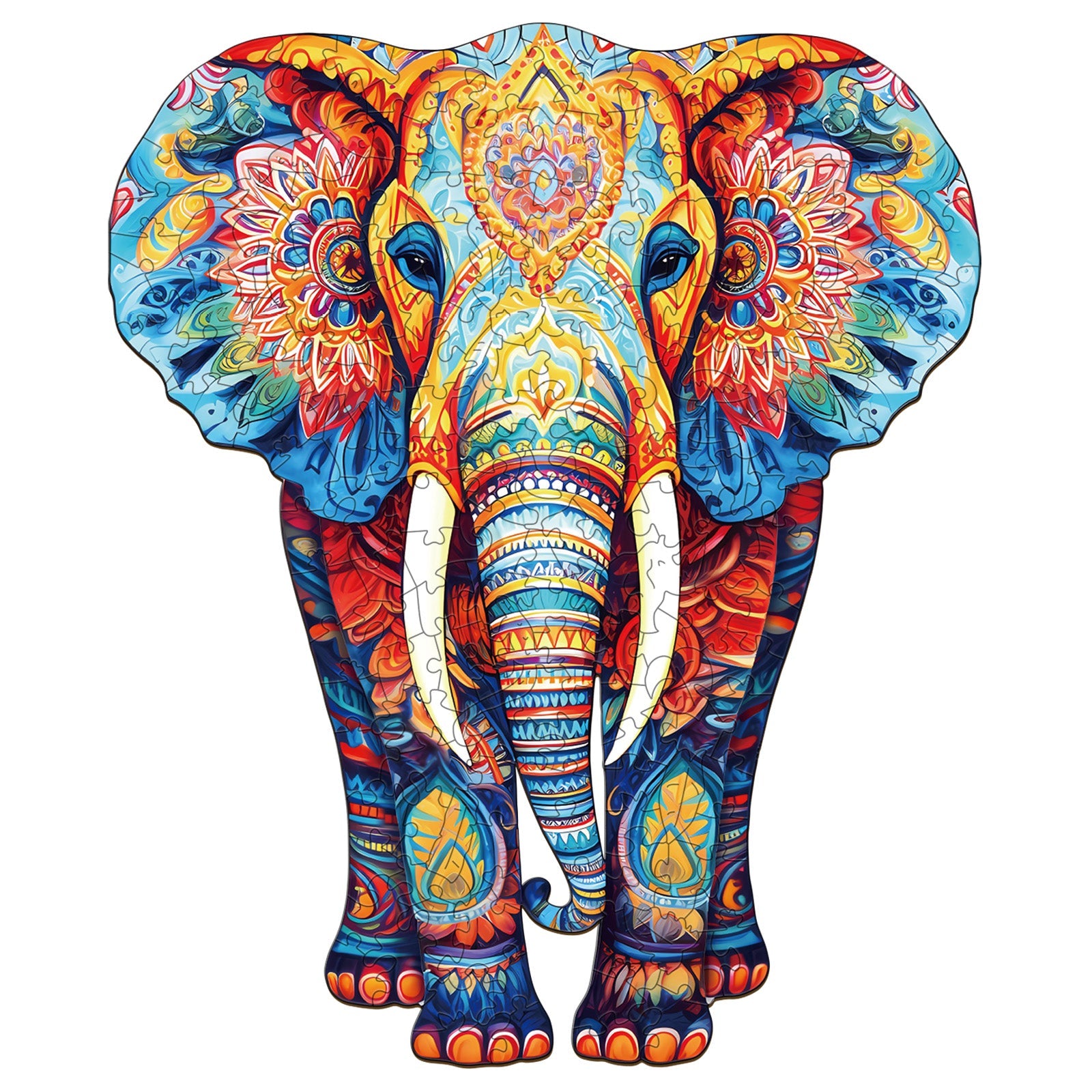 Orange Elephant Wooden Jigsaw Puzzle