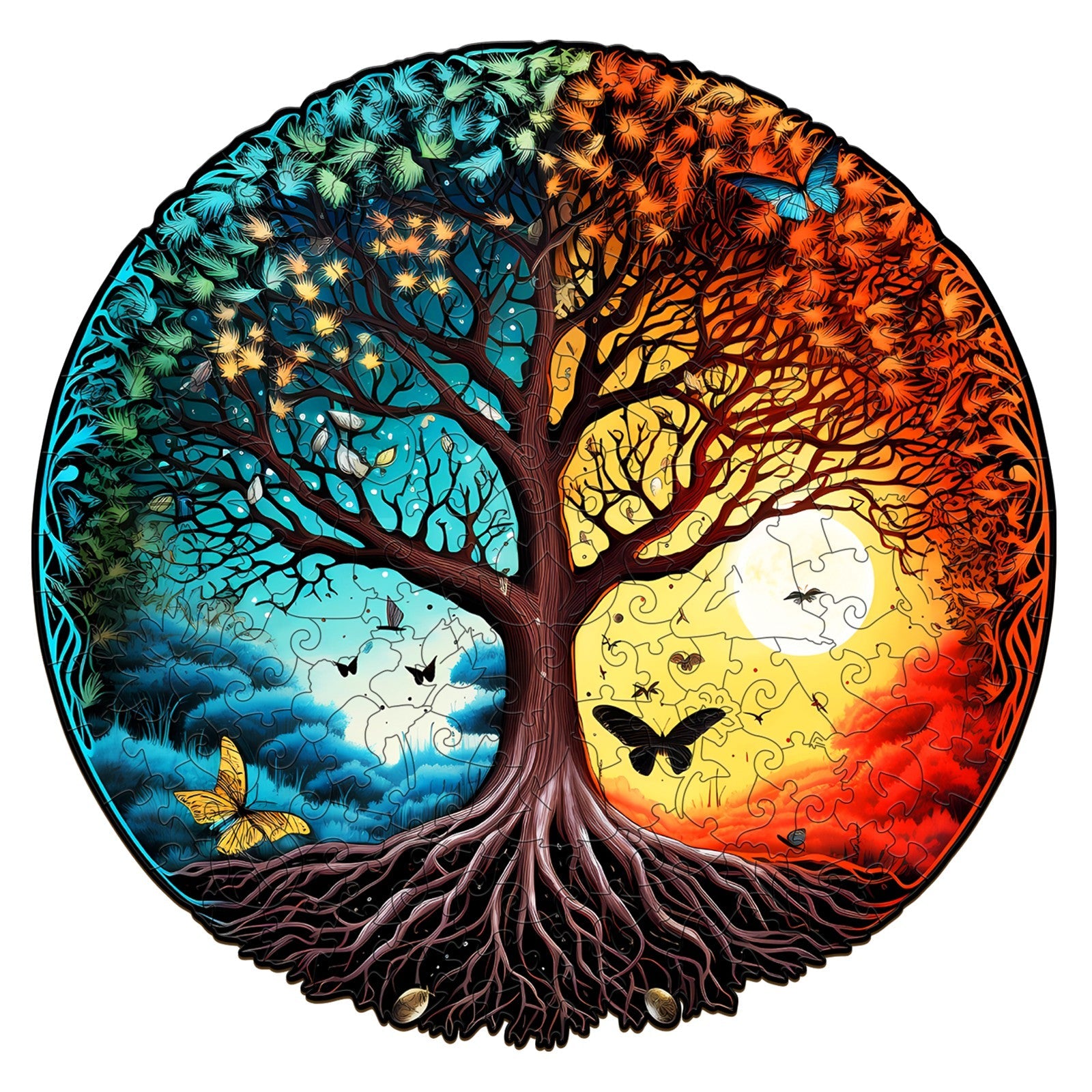 Yin Yang Tree Of Life 6 Wooden Jigsaw Puzzle