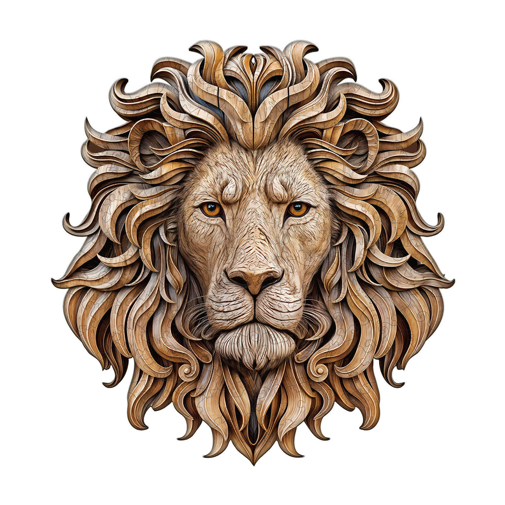 Woodcarved lion Wooden Jigsaw Puzzle