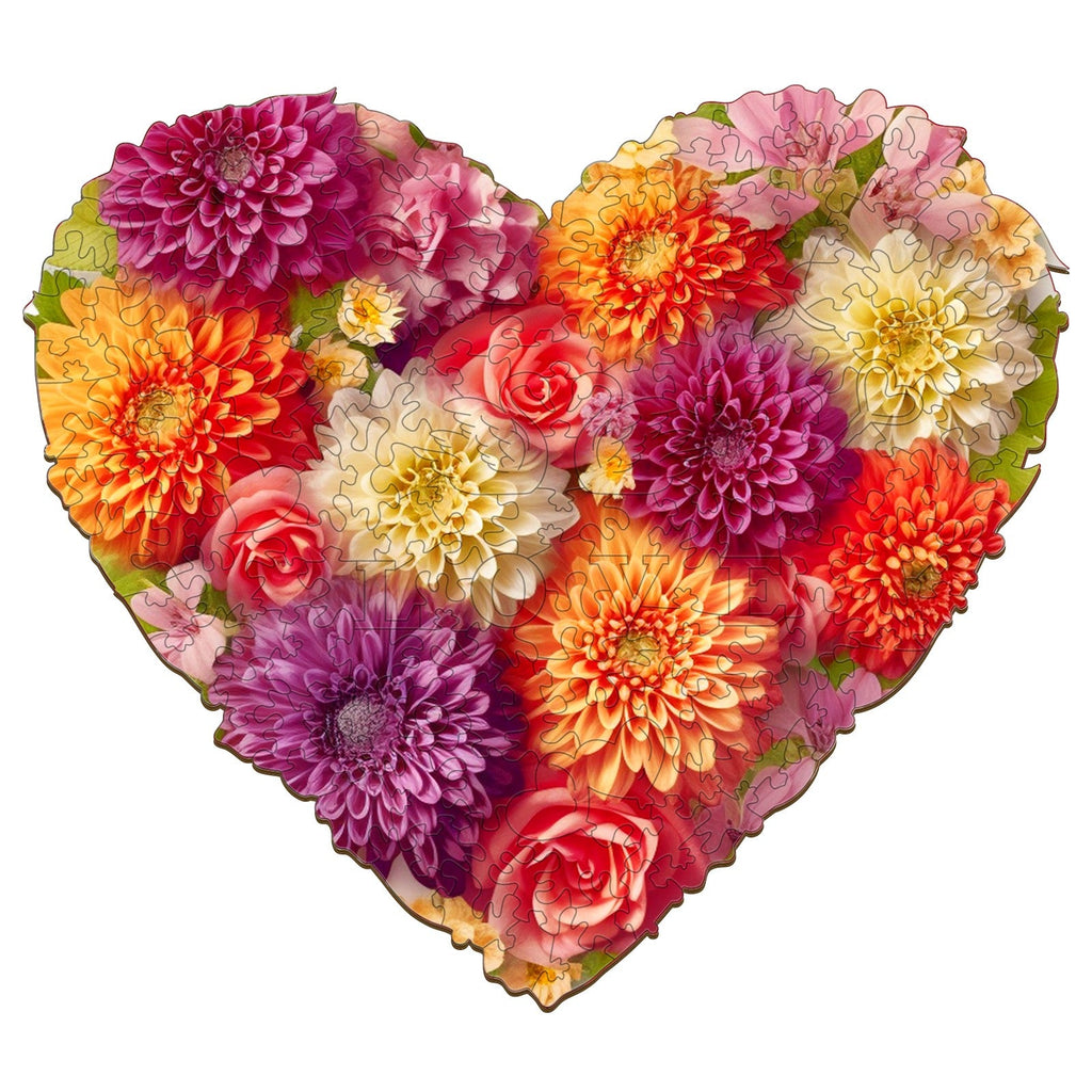 Flower Heart -2 Wooden Jigsaw Puzzle