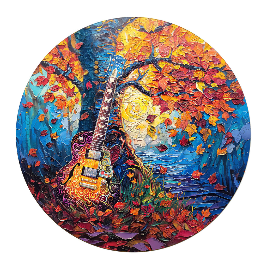 Autumn Guitar Wooden Jigsaw Puzzle