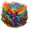 Colorful Curious Parrot wooden jigsaw puzzle featuring vibrant designs and unique piece shapes.