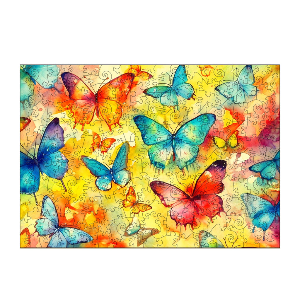Watercolor Butterflies Wooden Jigsaw Puzzle
