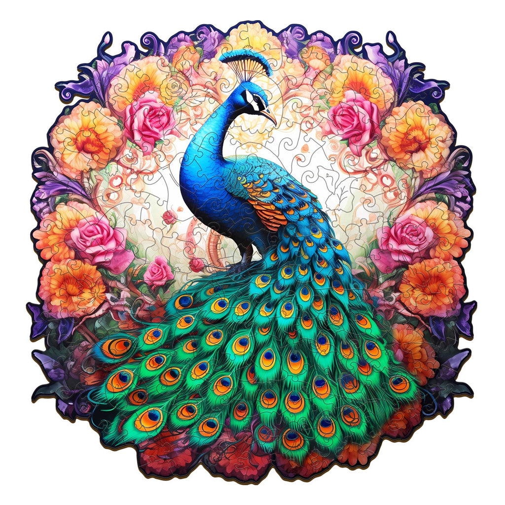 Male Peacock Wooden Jigsaw Puzzle