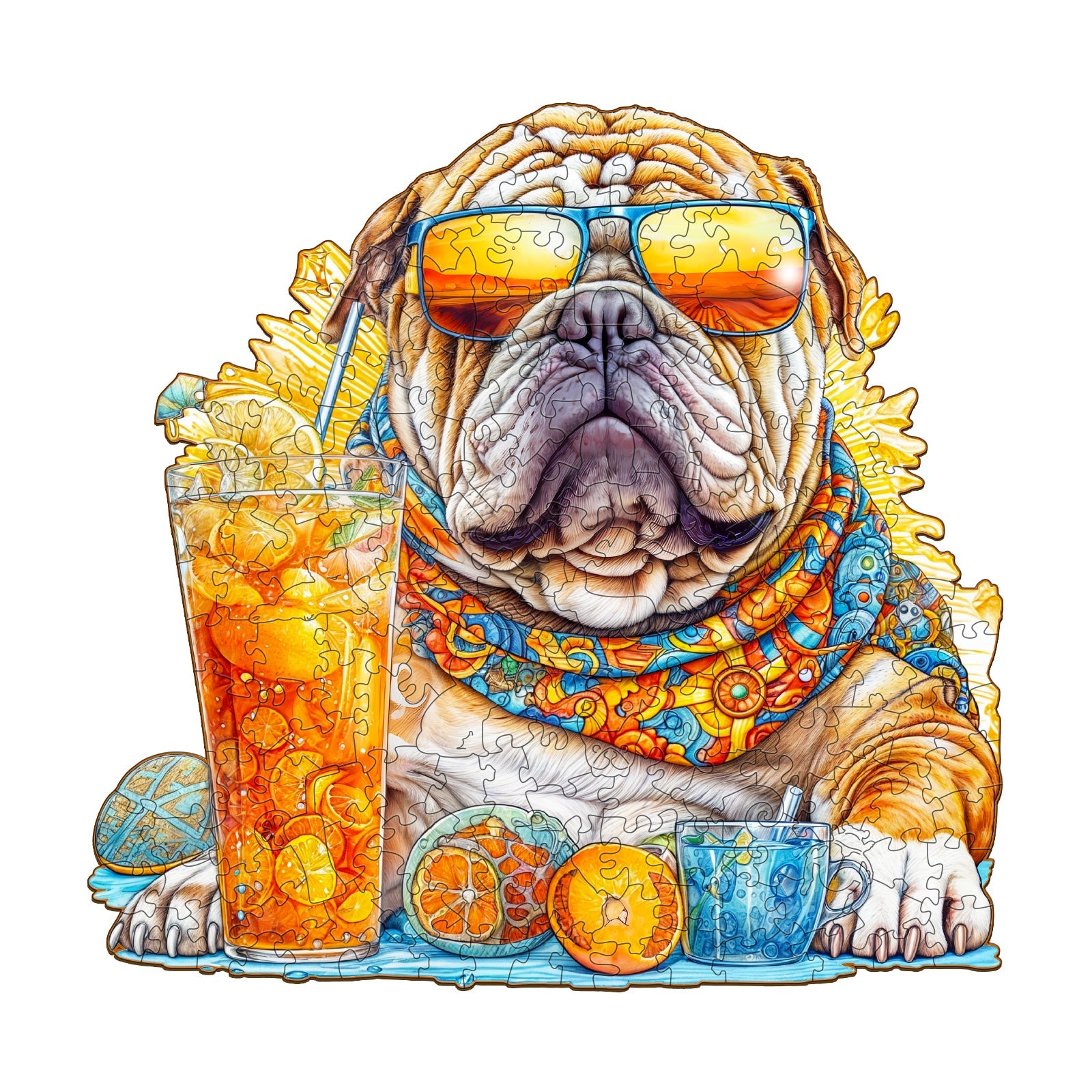 Summer Bulldog-1 Wooden Jigsaw Puzzle