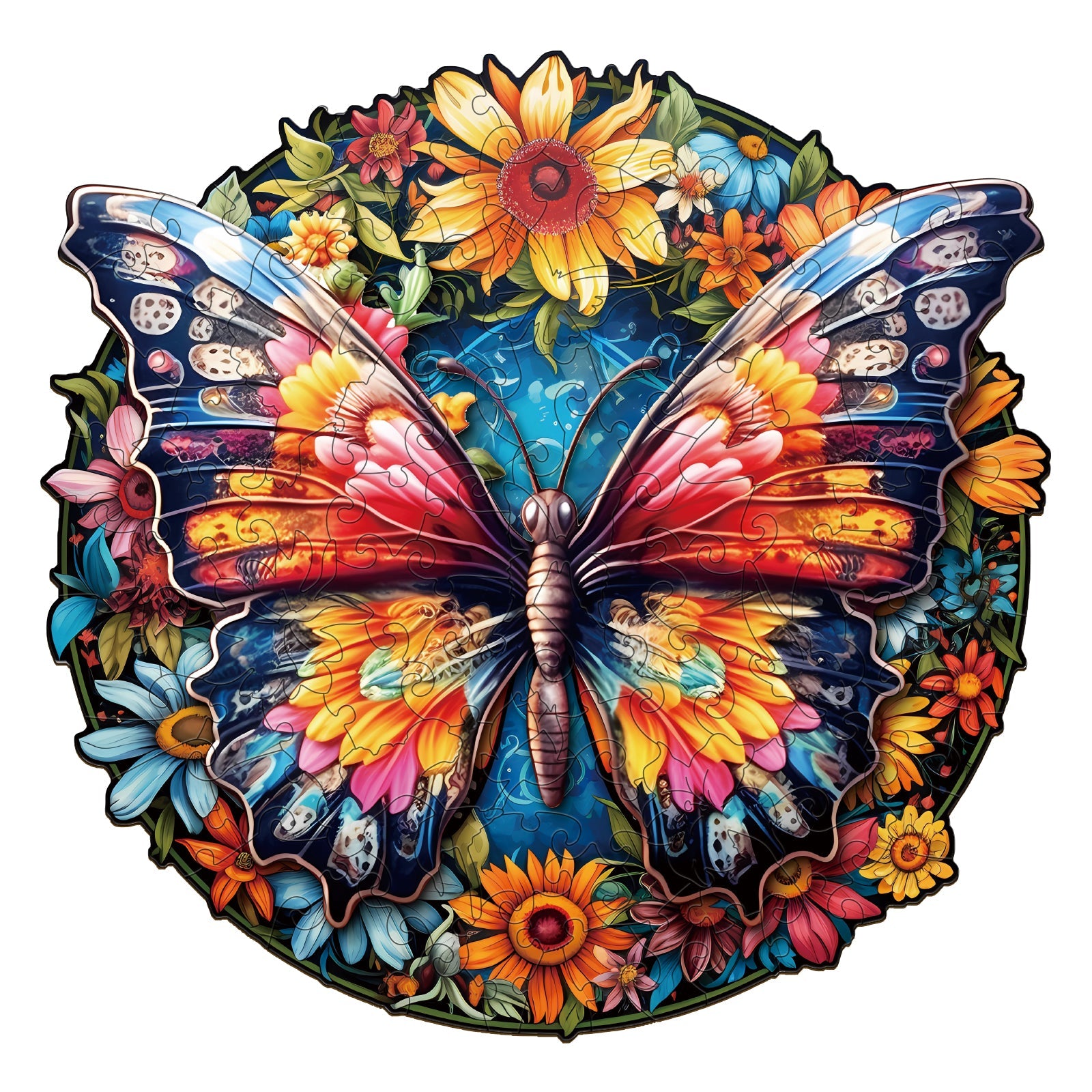 Butterflies And Sunflowers Wooden Jigsaw Puzzle