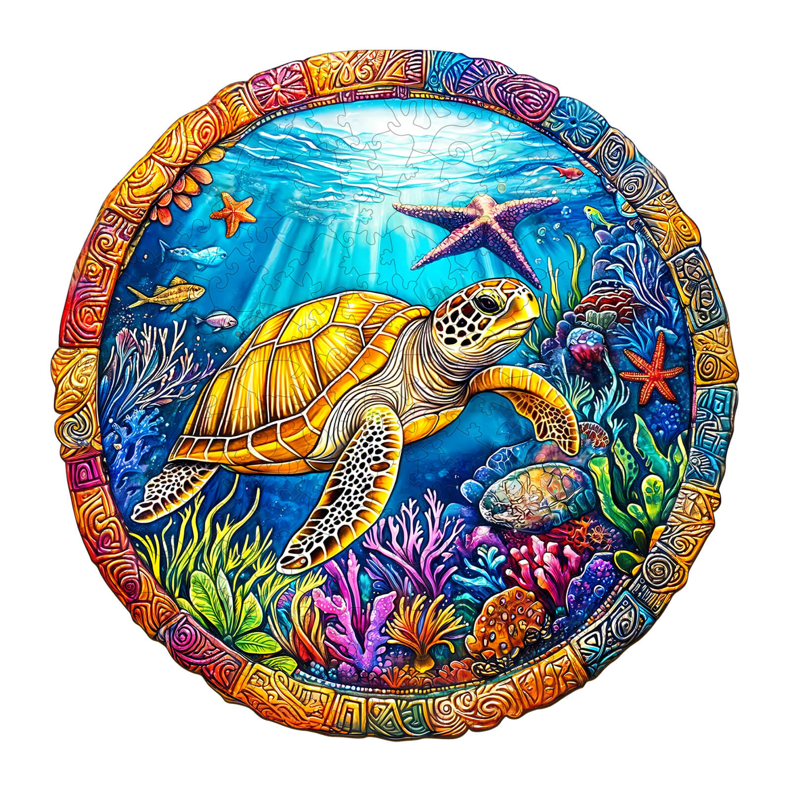 Retro Turtle Wooden Jigsaw Puzzle
