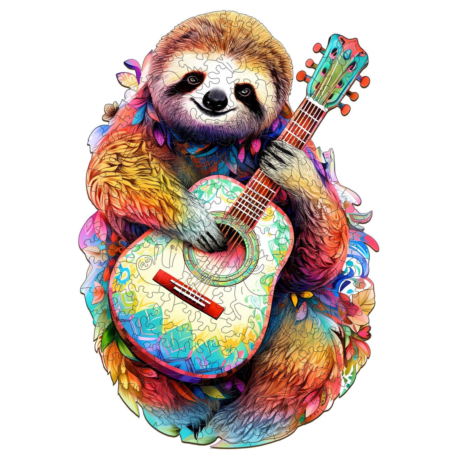 Sloth With Guitar Wooden Jigsaw Puzzle