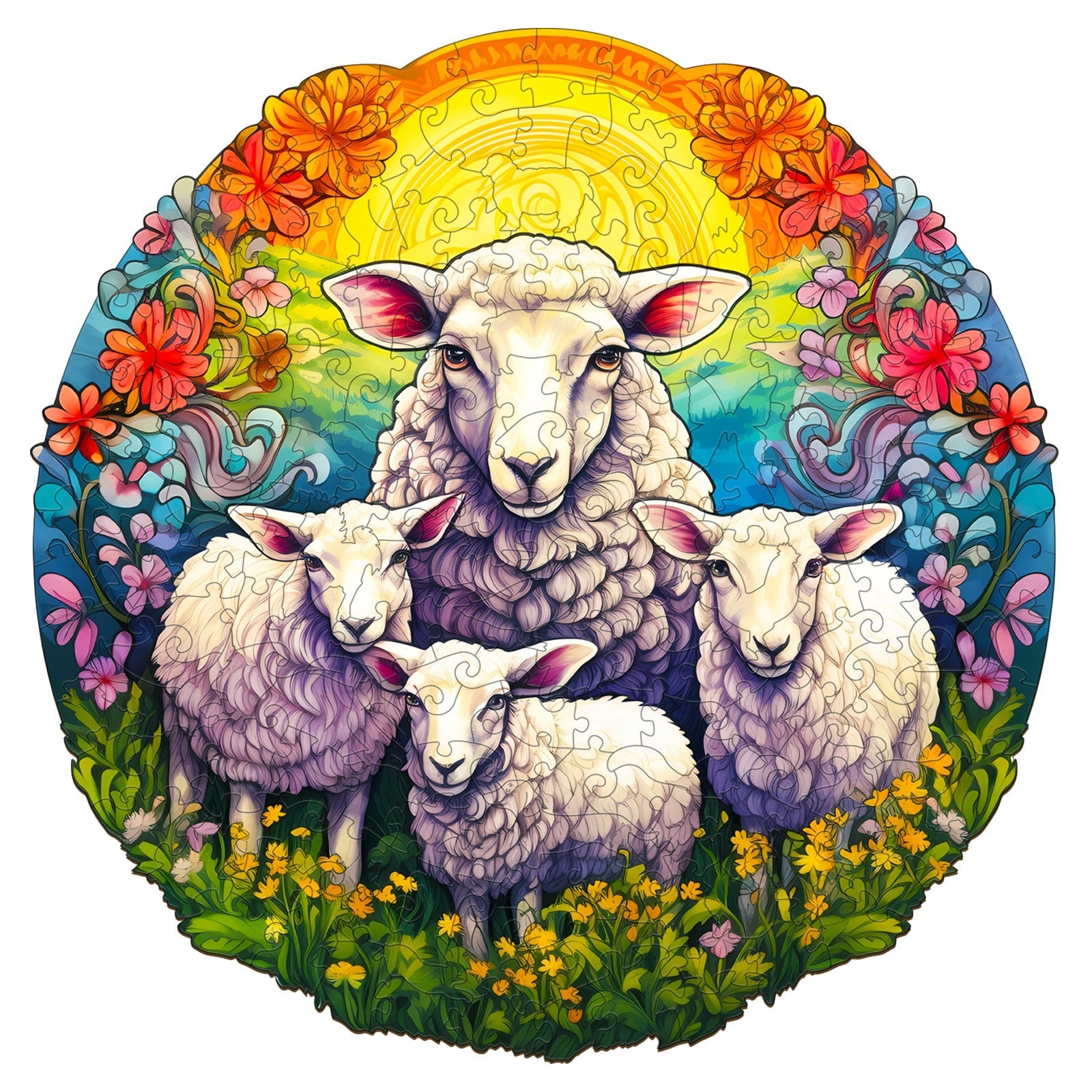 Mandala Sheep Wooden Jigsaw Puzzle