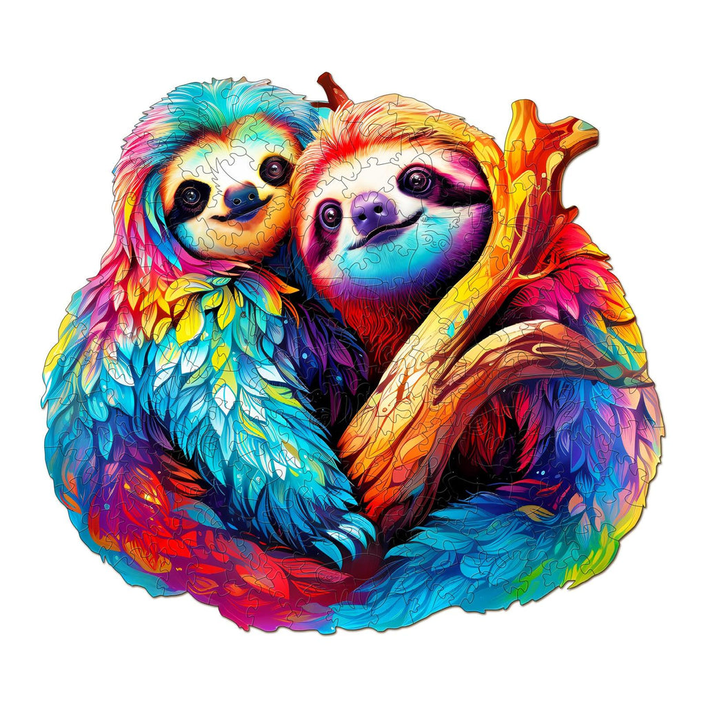 Sloth Couple Wooden Jigsaw Puzzle