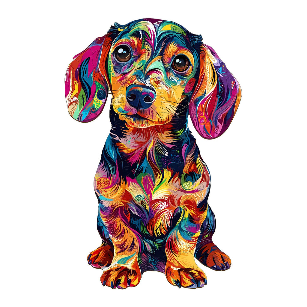 Colorful Dachshund-1 Wooden Jigsaw Puzzle