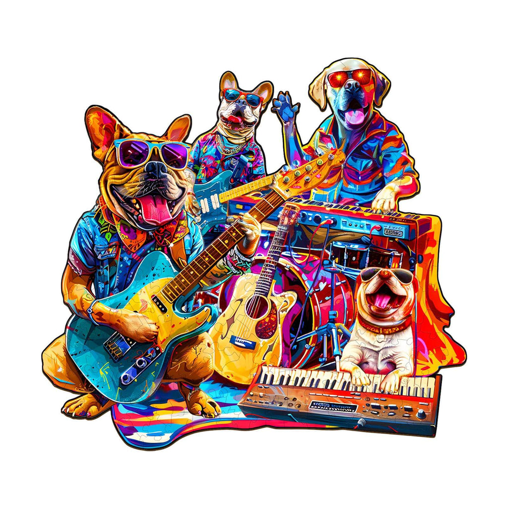 Dog Band Wooden Jigsaw Puzzle