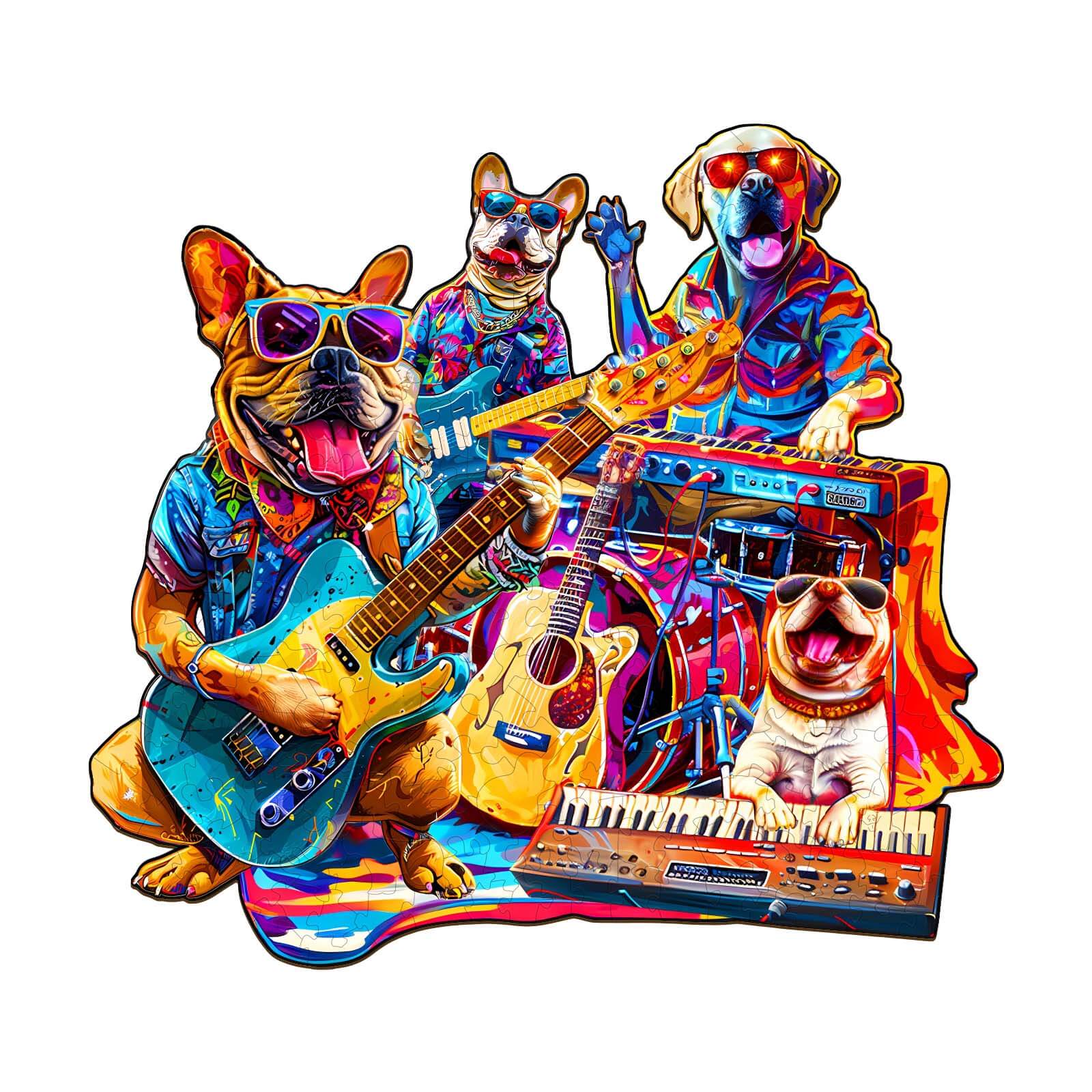 Dog Band Wooden Jigsaw Puzzle