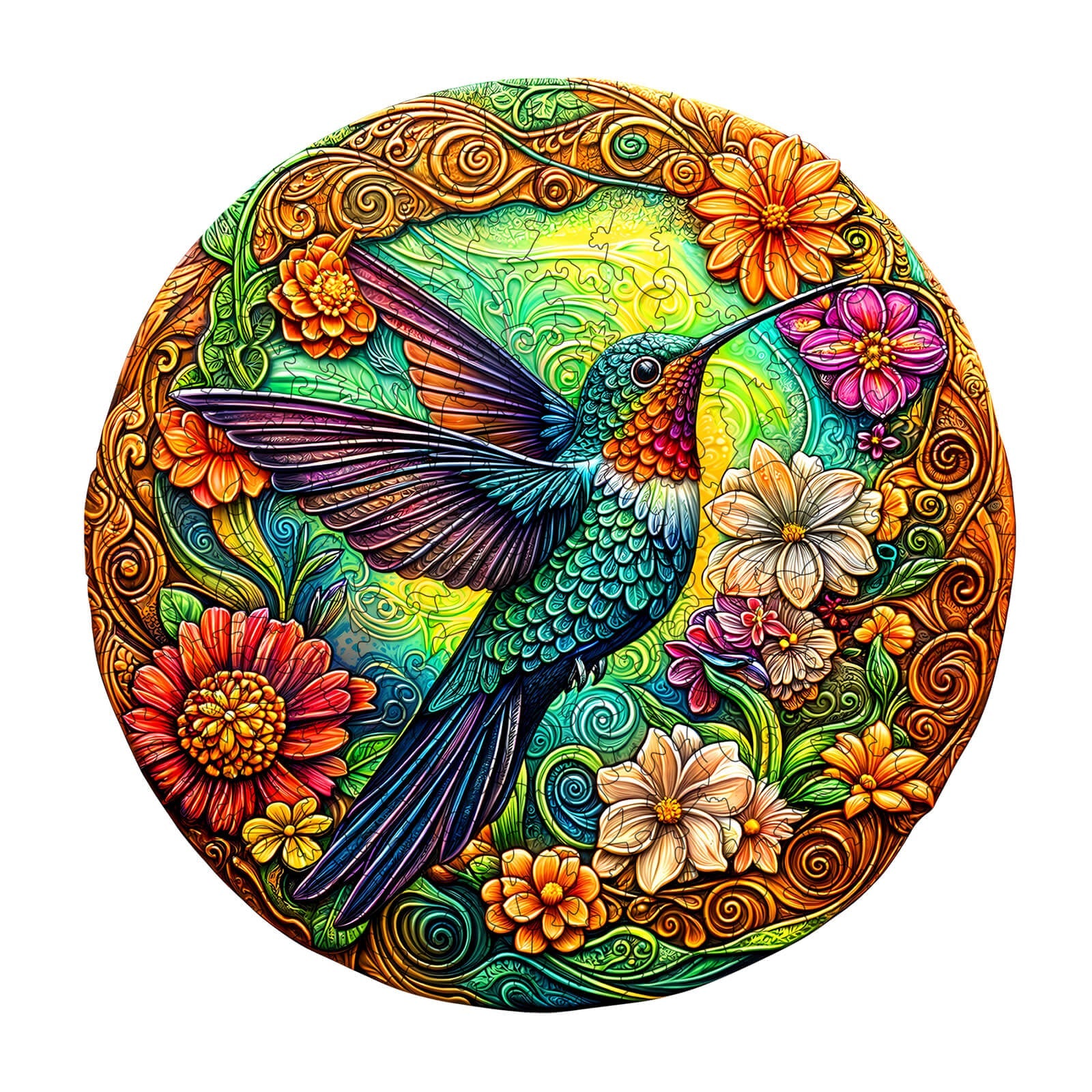 Vintage Hummingbird Wooden Jigsaw Puzzle