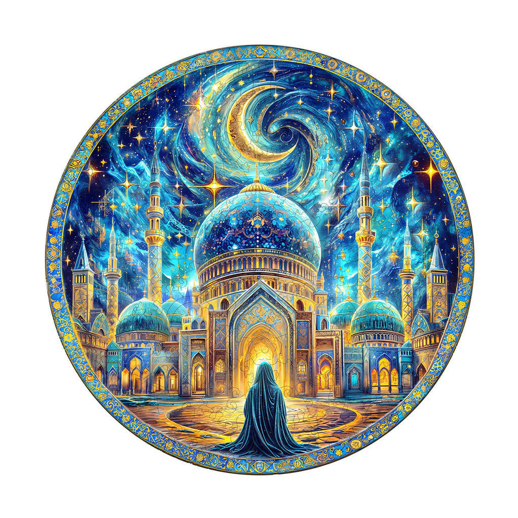 Mosque at night Wooden Jigsaw Puzzle