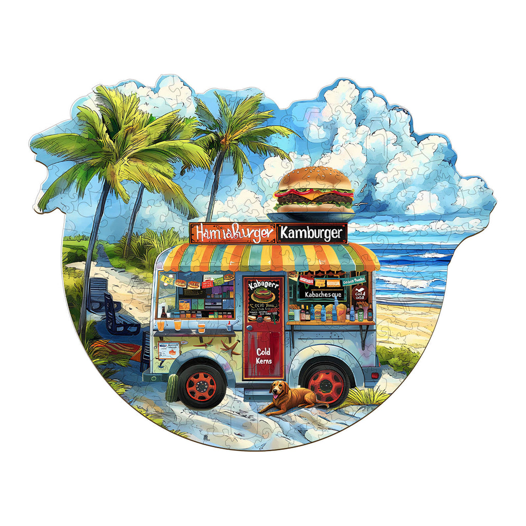 Burger Food Trucks-1 Wooden Jigsaw Puzzle