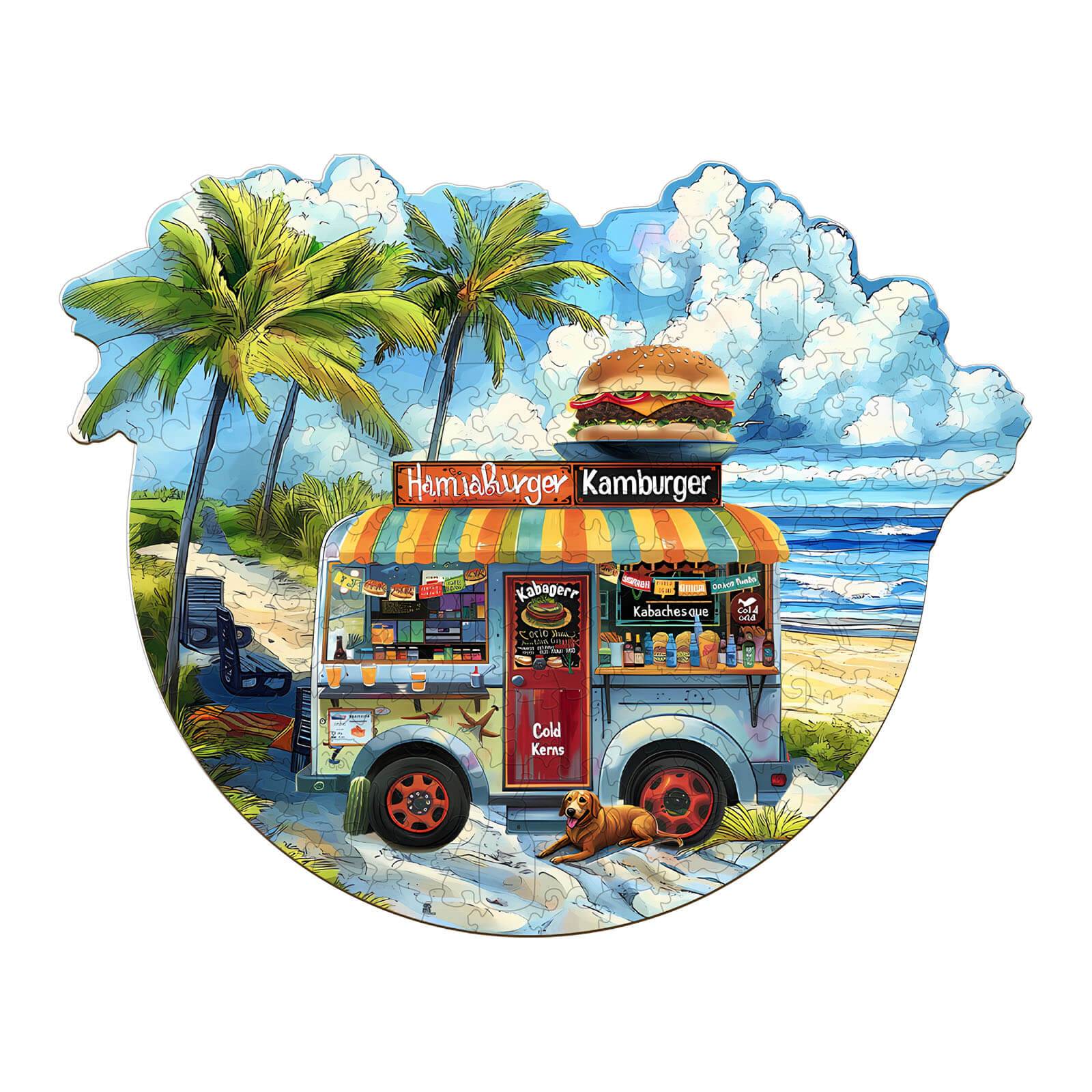 Burger Food Trucks-1 Wooden Jigsaw Puzzle