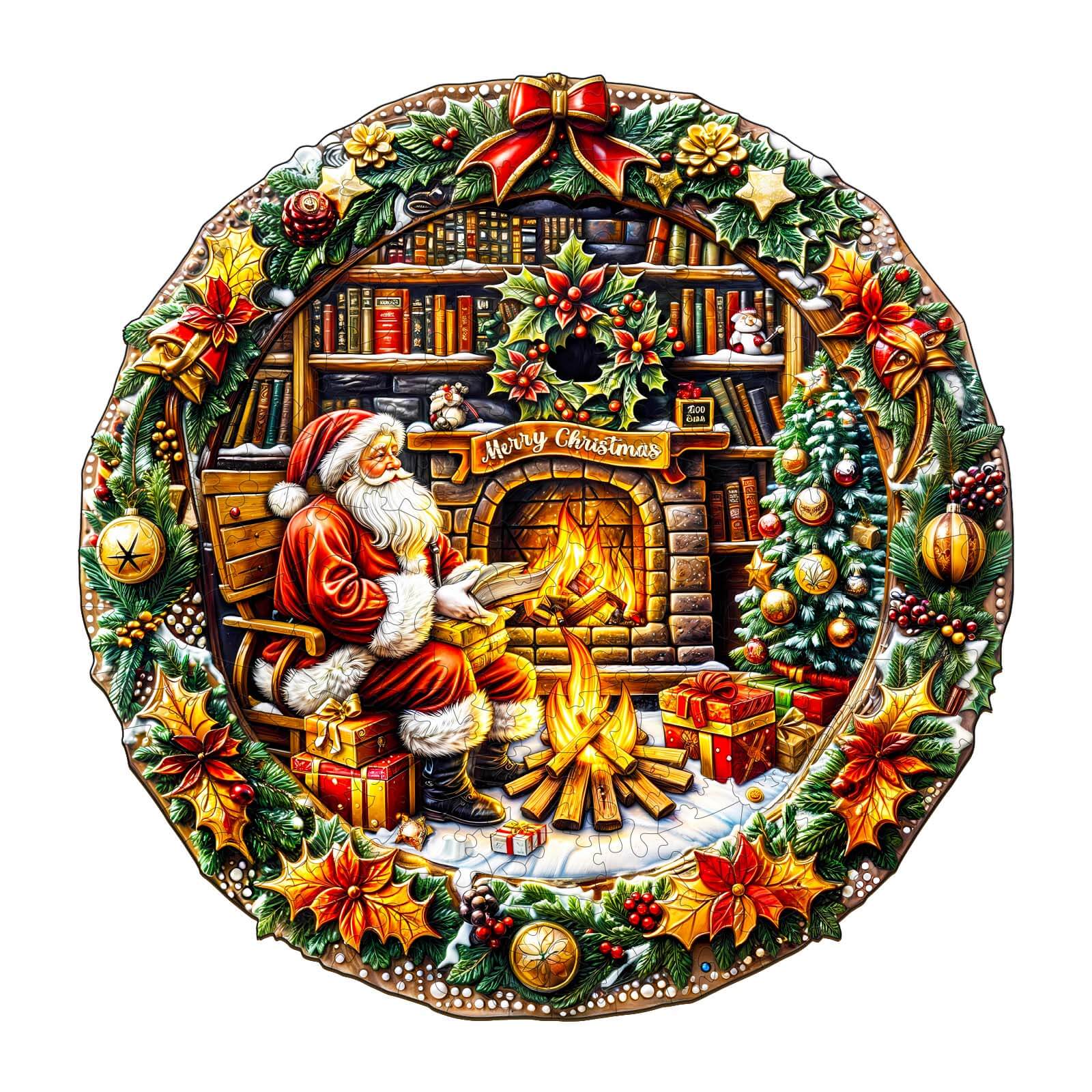 Fireside Santa Wooden Jigsaw Puzzle