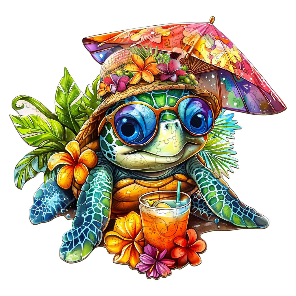 Beach Turtle Wooden Jigsaw Puzzle