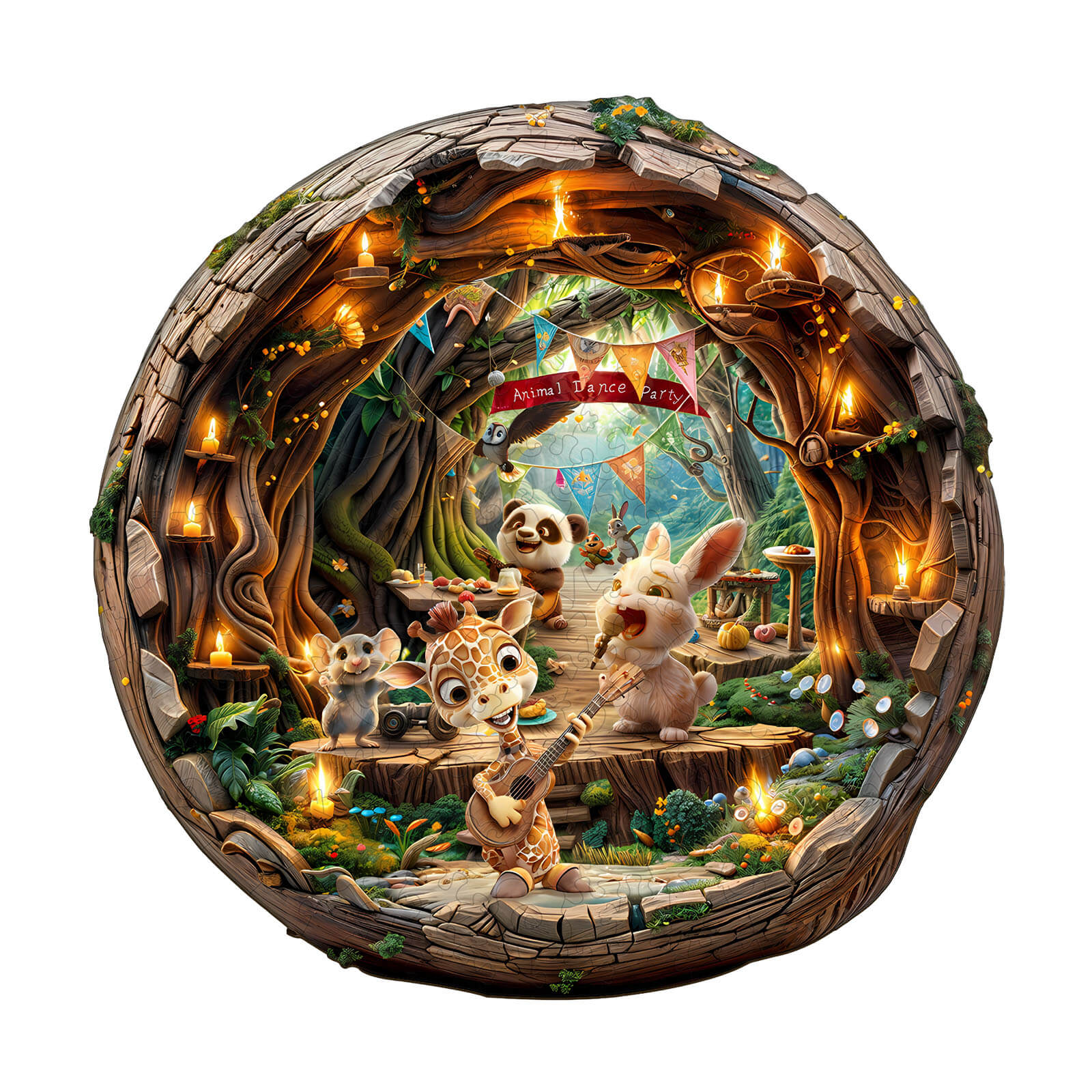 Animal party-2 Wooden Jigsaw Puzzle