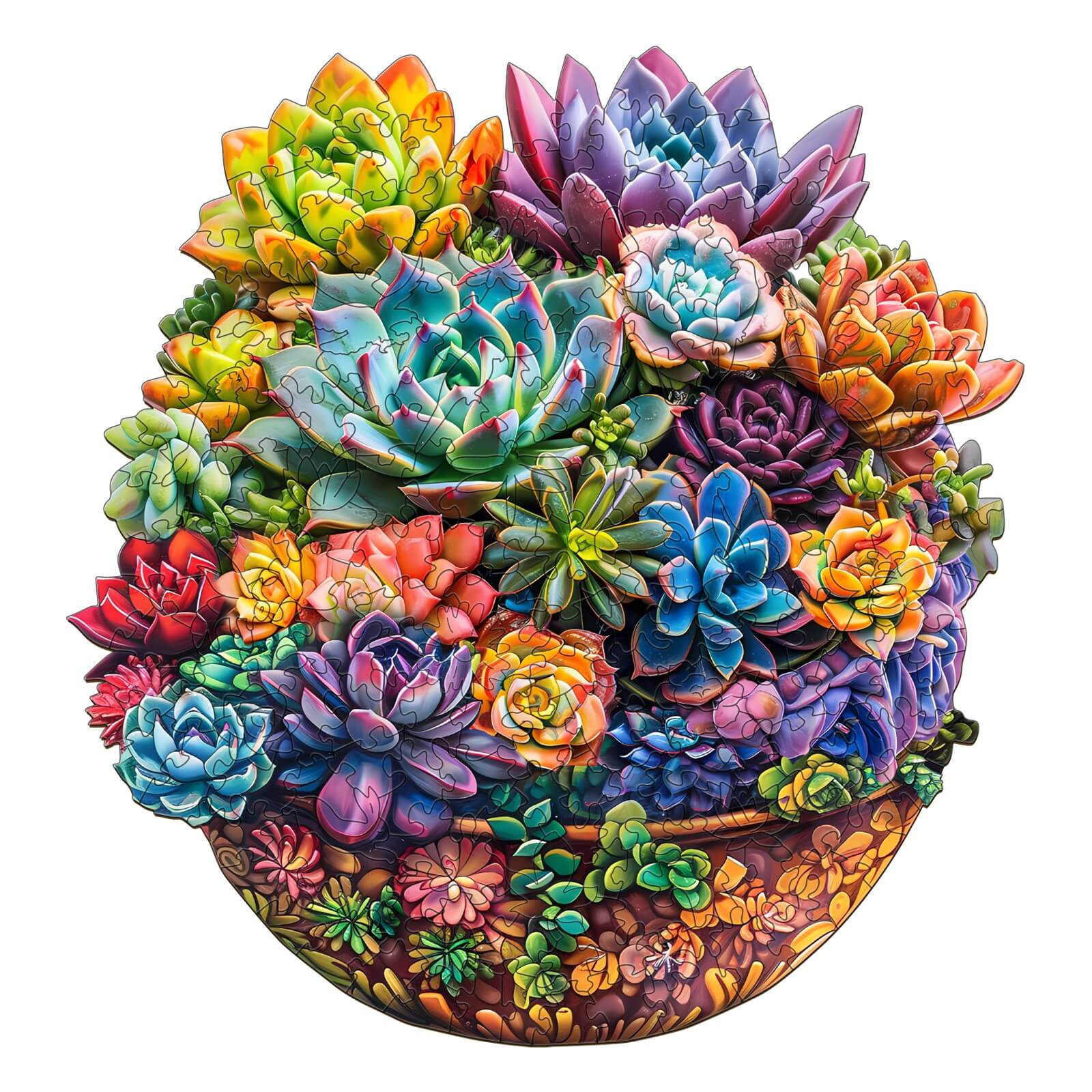 Succulent in pot Wooden Jigsaw Puzzle