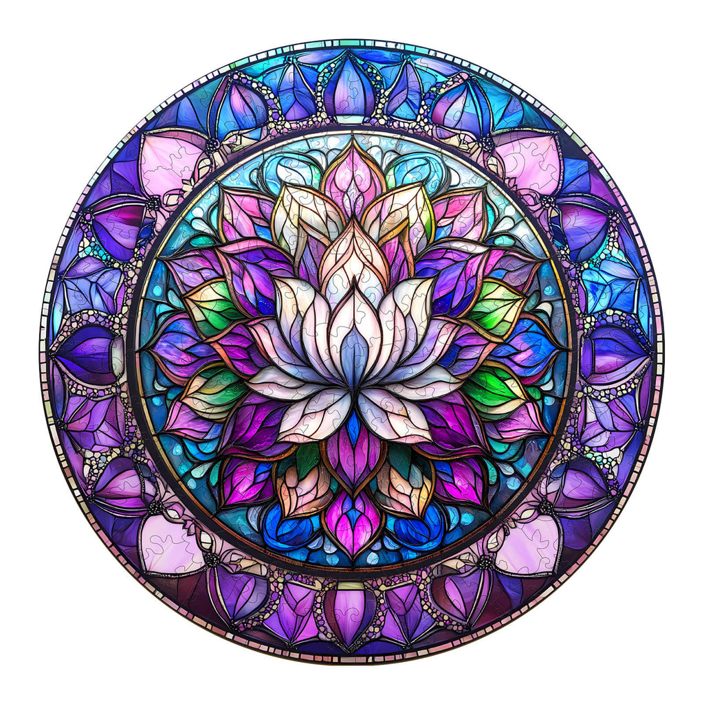 Stained Glass Lotus-2 Wooden Jigsaw Puzzle