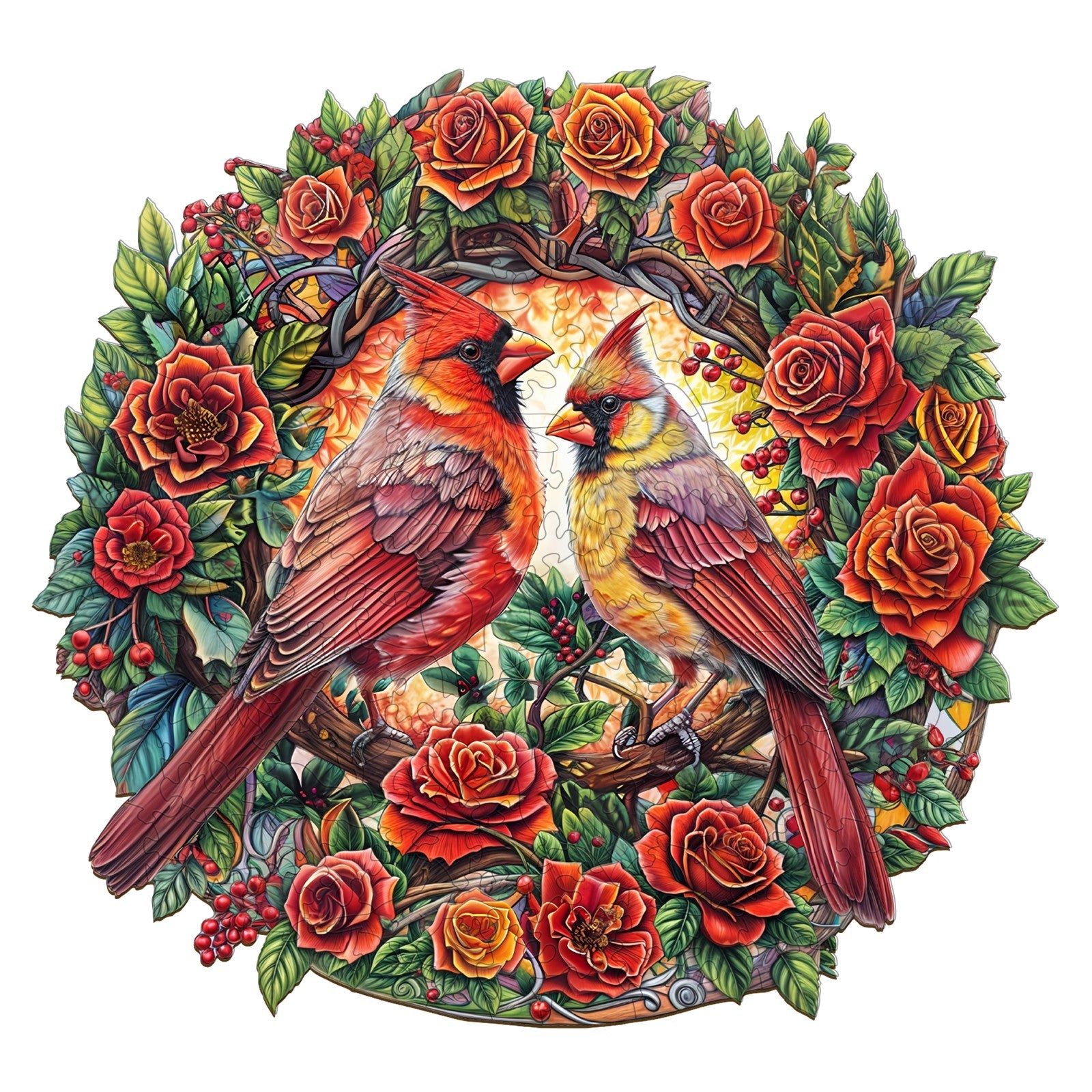 Rose Cardinal Wooden Jigsaw Puzzle